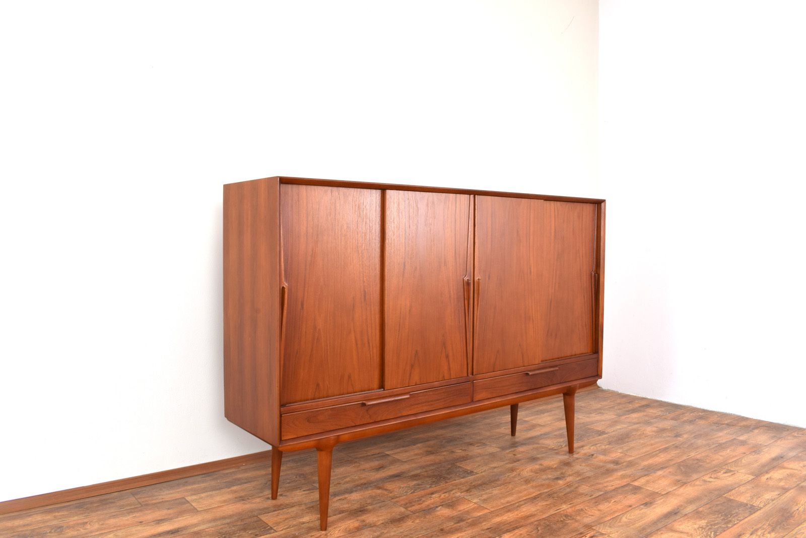 photo for sale Mid Century Danish Teak Highboard Model 13 By Gunni Omann For Omann Jun, 1960s.