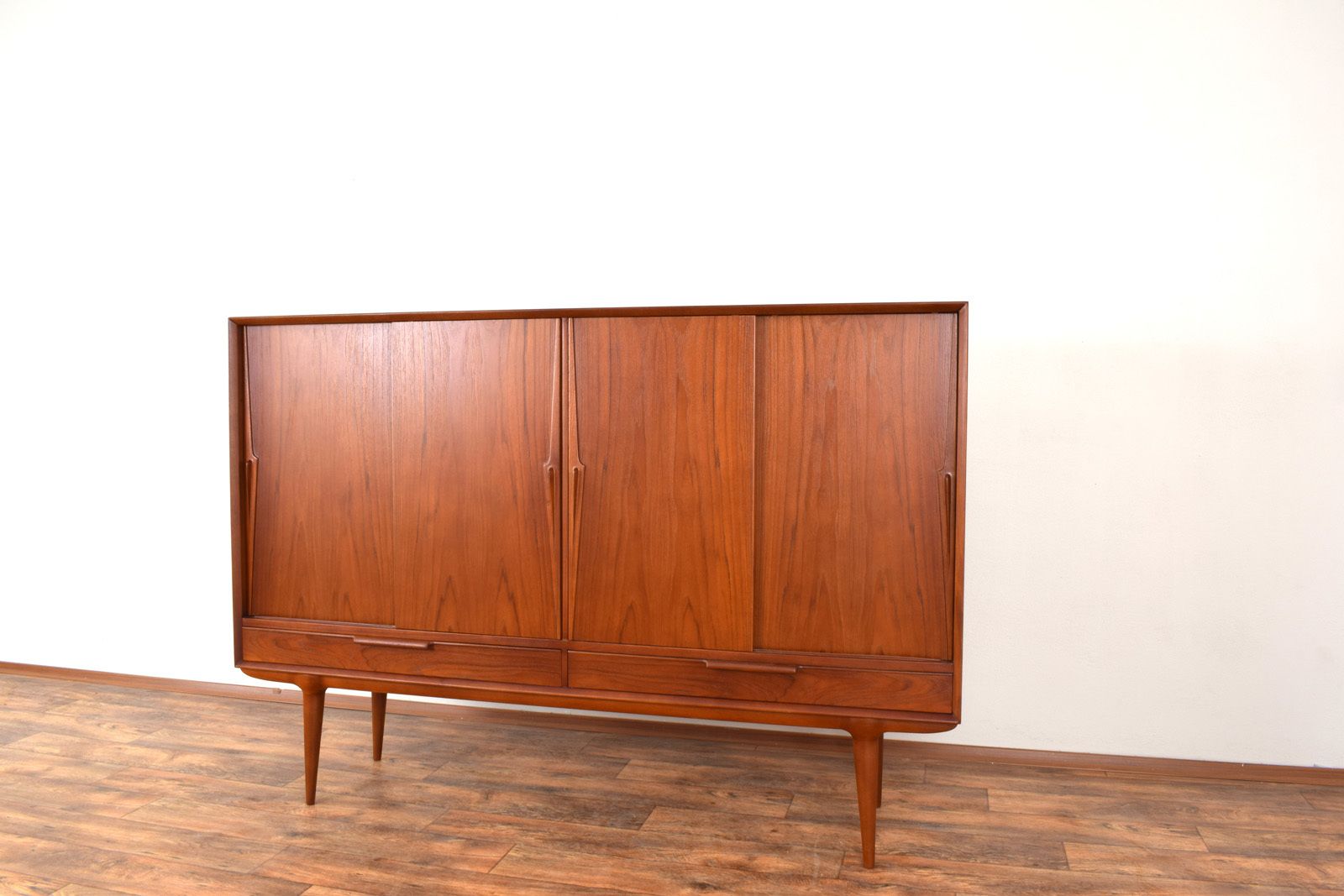 Furniture Mid Century Danish Teak Highboard Model 13 By Gunni Omann For Omann Jun, 1960s. photo