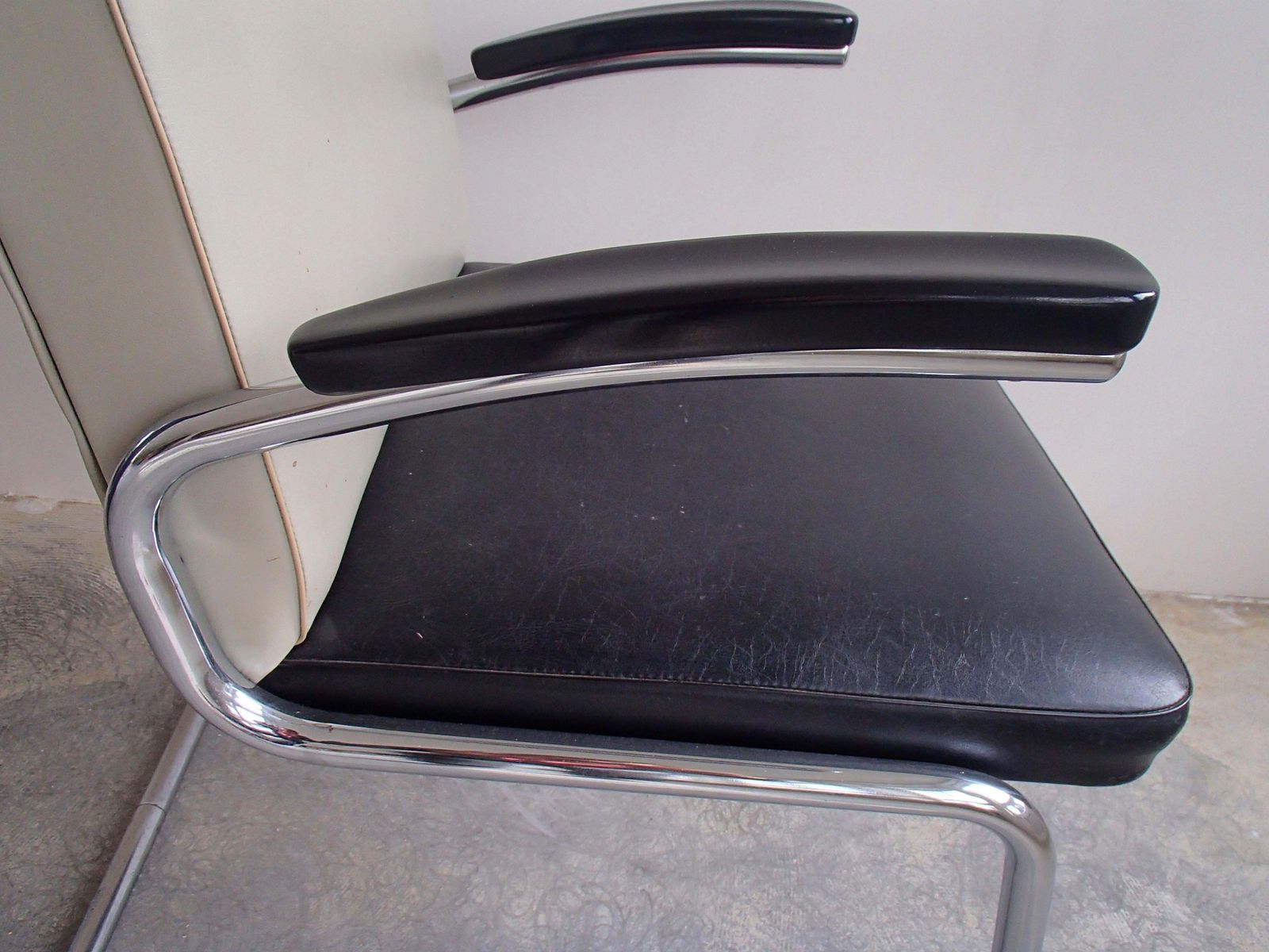 Midcentury Mauser Armchair With Original Leatherette Grey And Black photo Furniture