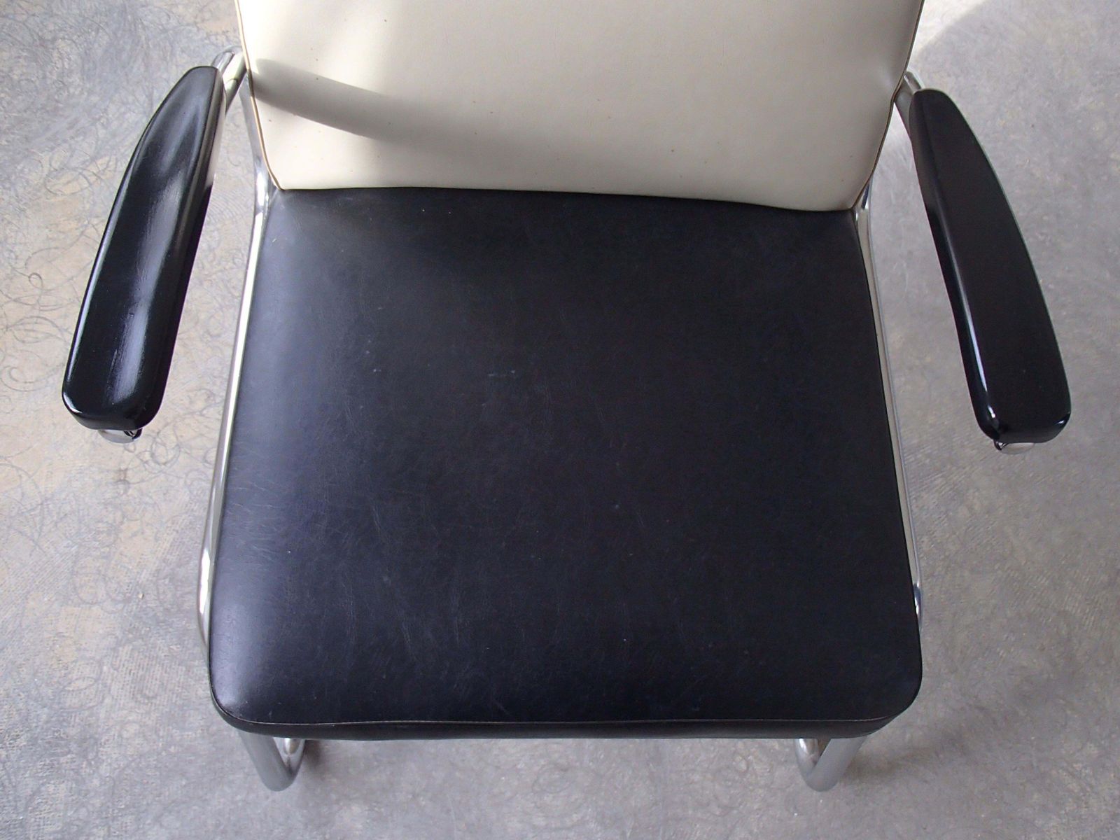 Furniture Midcentury Mauser Armchair With Original Leatherette Grey And Black photo