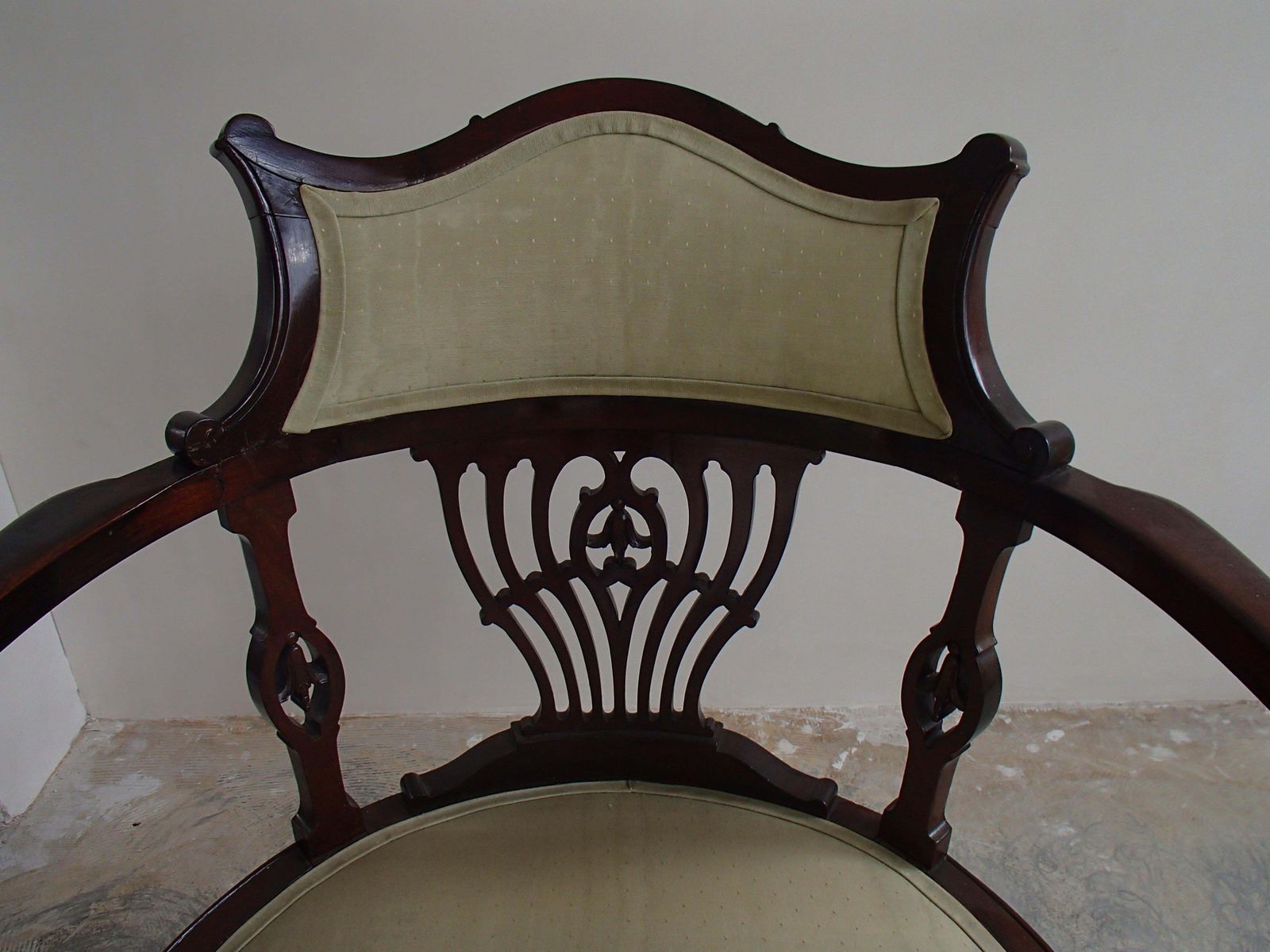 Regency Desk Armchair With Lite Green Silk Covered photo furniture