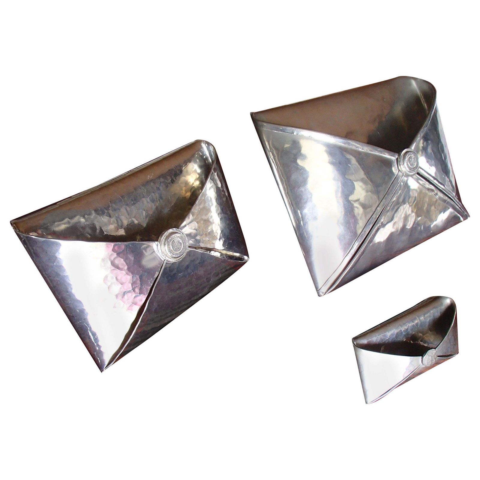 Modern Desk Set Of Pewter For Letters And Visit Cards By Jean Goardere