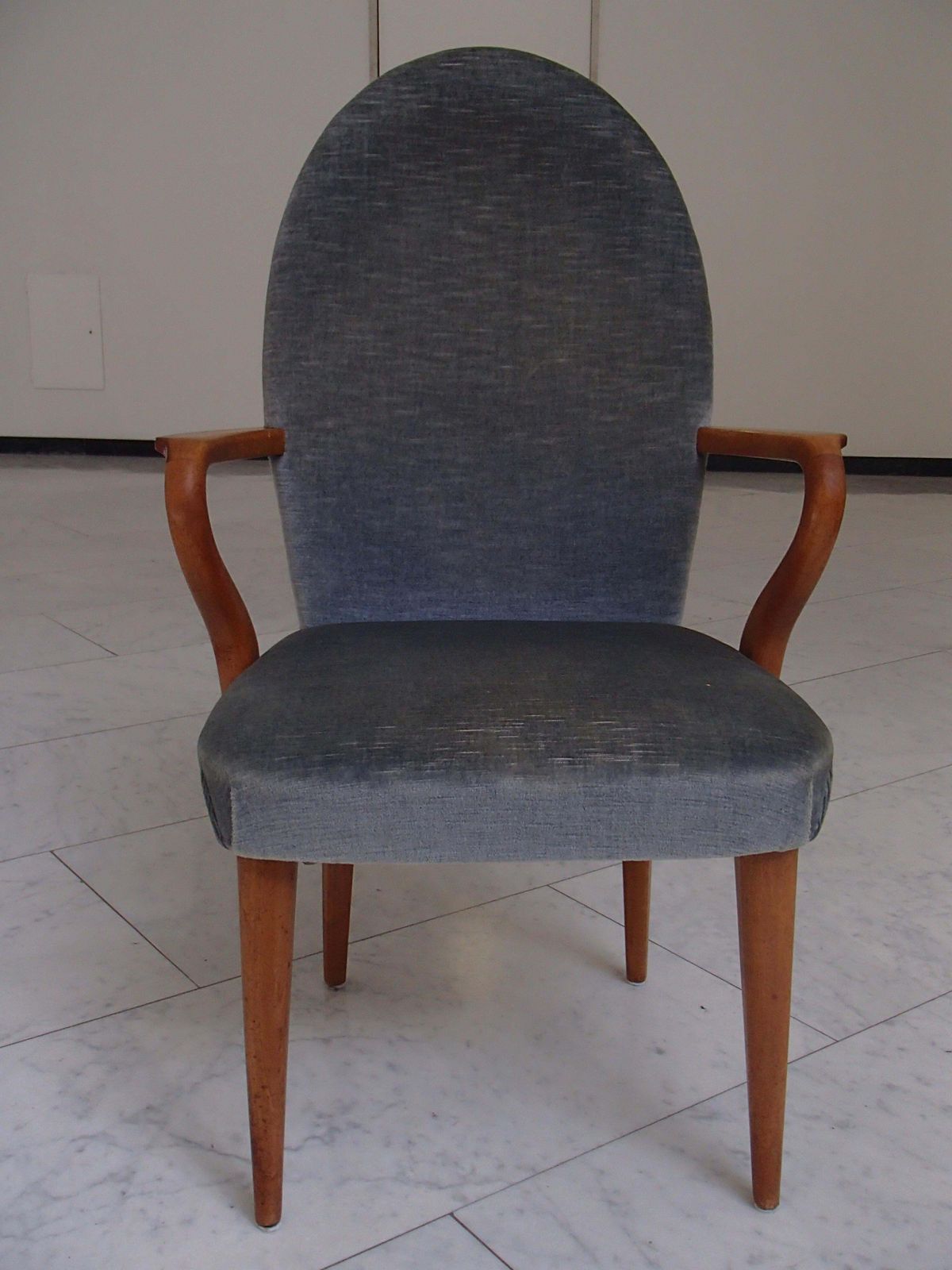 Midcentury Armchair Greyblue Velvet photo furniture
