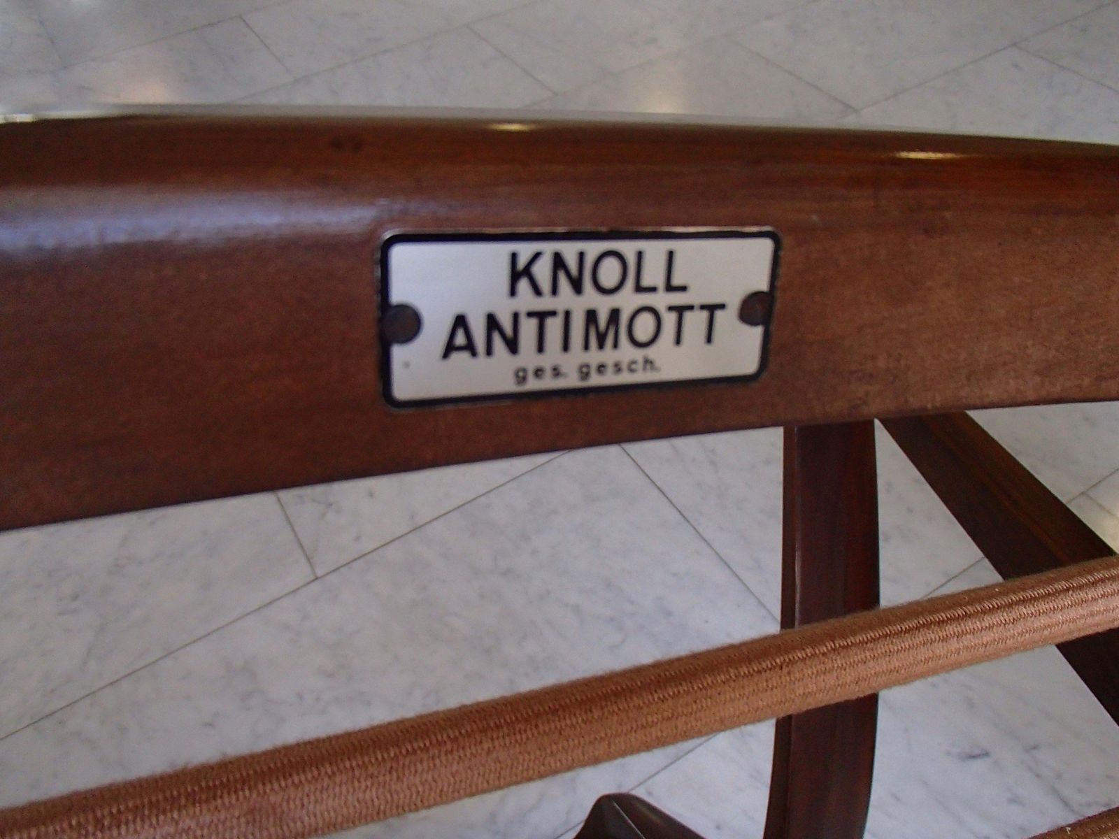 photo furniture Mid Century Modern Armchair By Knoll Antimott Cushions Orange Tones Stripes