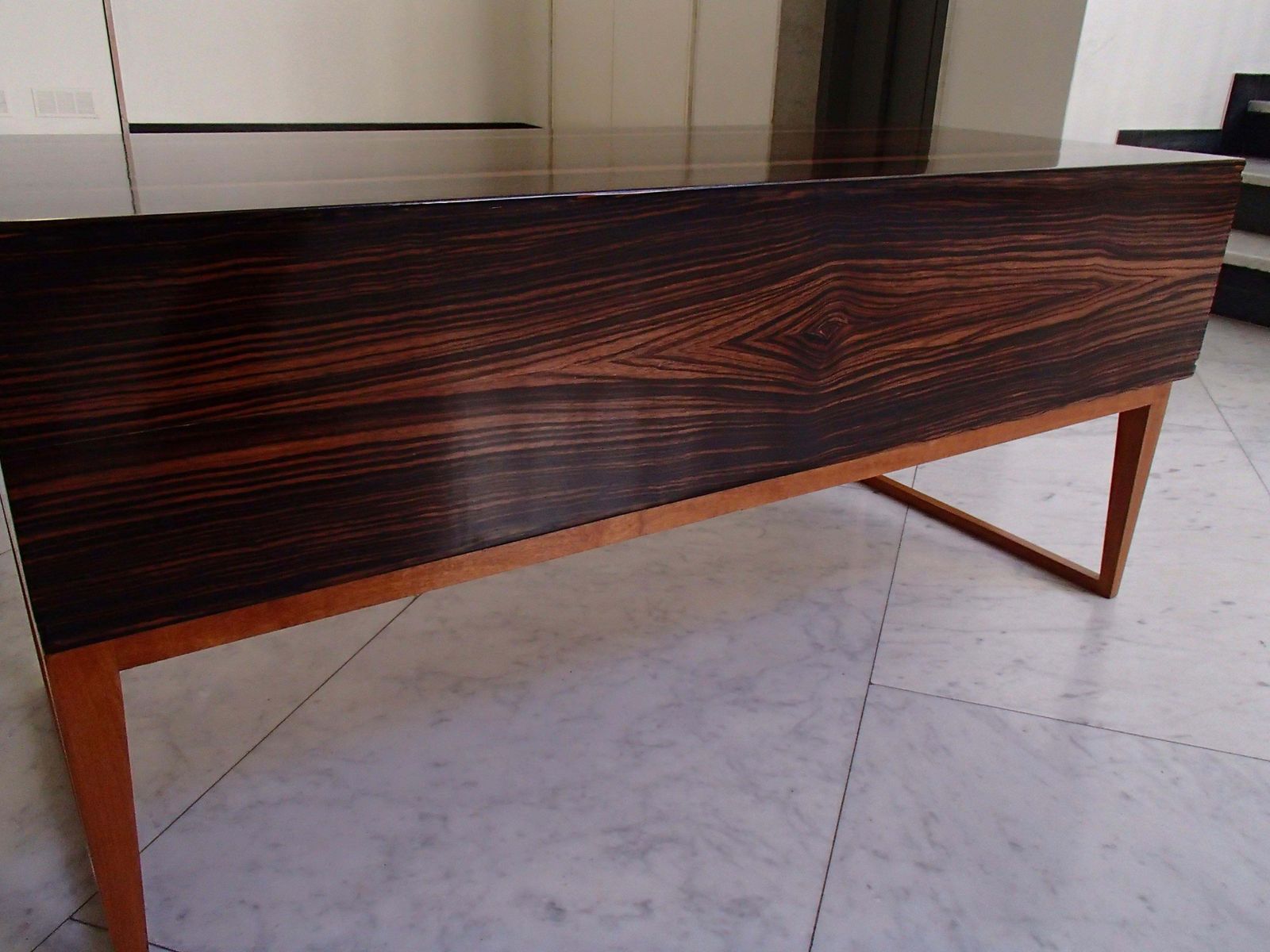 3390.0 Midcentury Chest Of Drawers Or Low Table Ebene De Macassar And Brass Handles photo