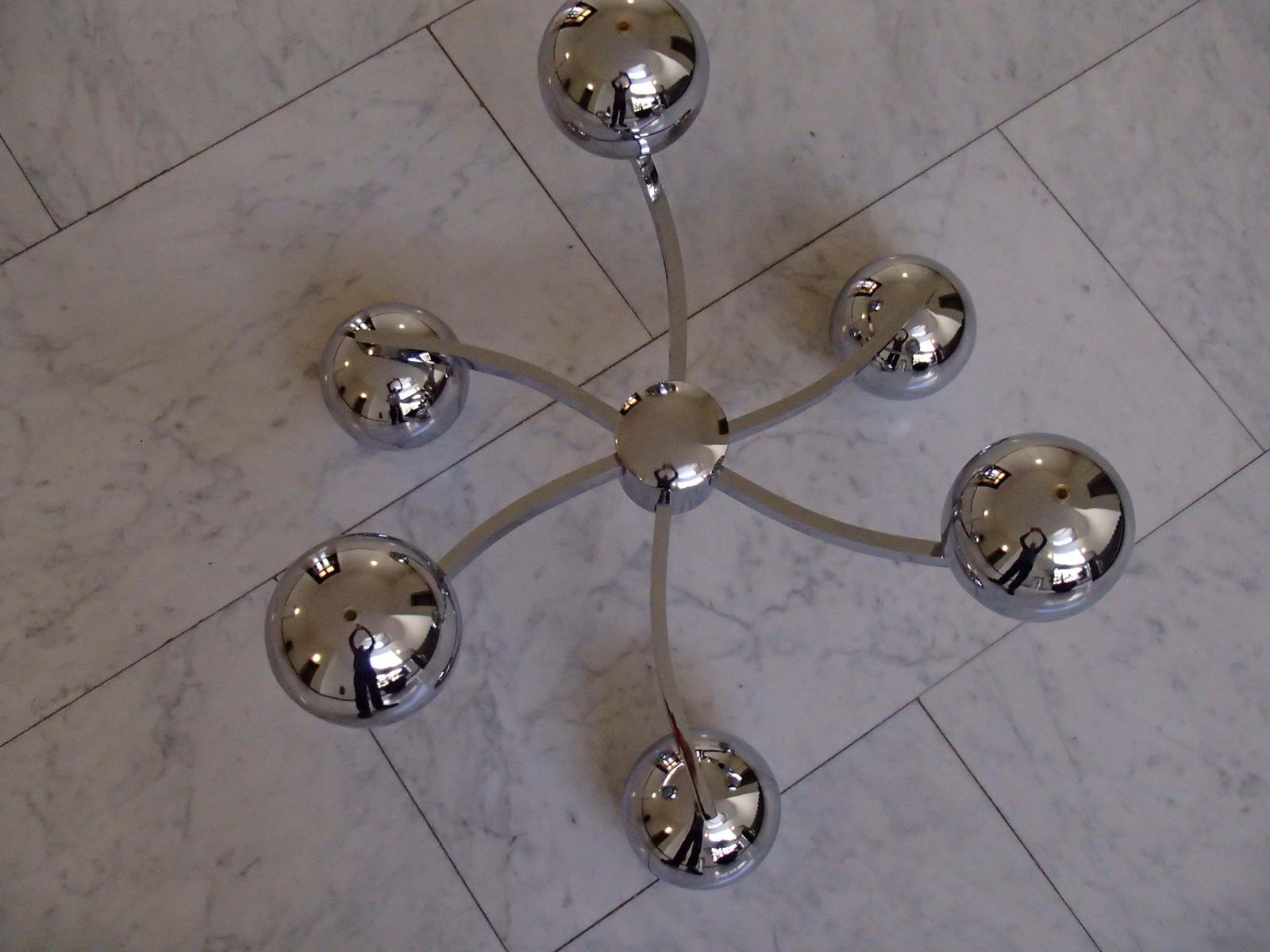 1970 This Planet Chrome Coffee Table Round Brown Glass Top photo Furniture