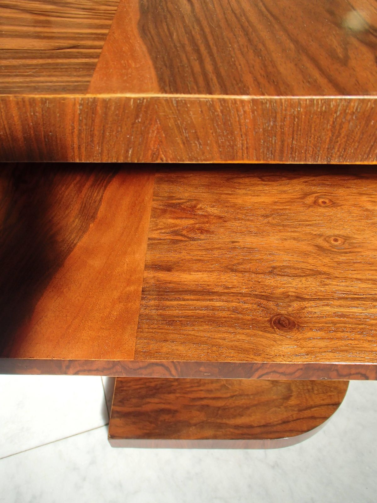 photo for sale Art Deco Table Or Low Console Rose Wood And Walnut Square Double Top