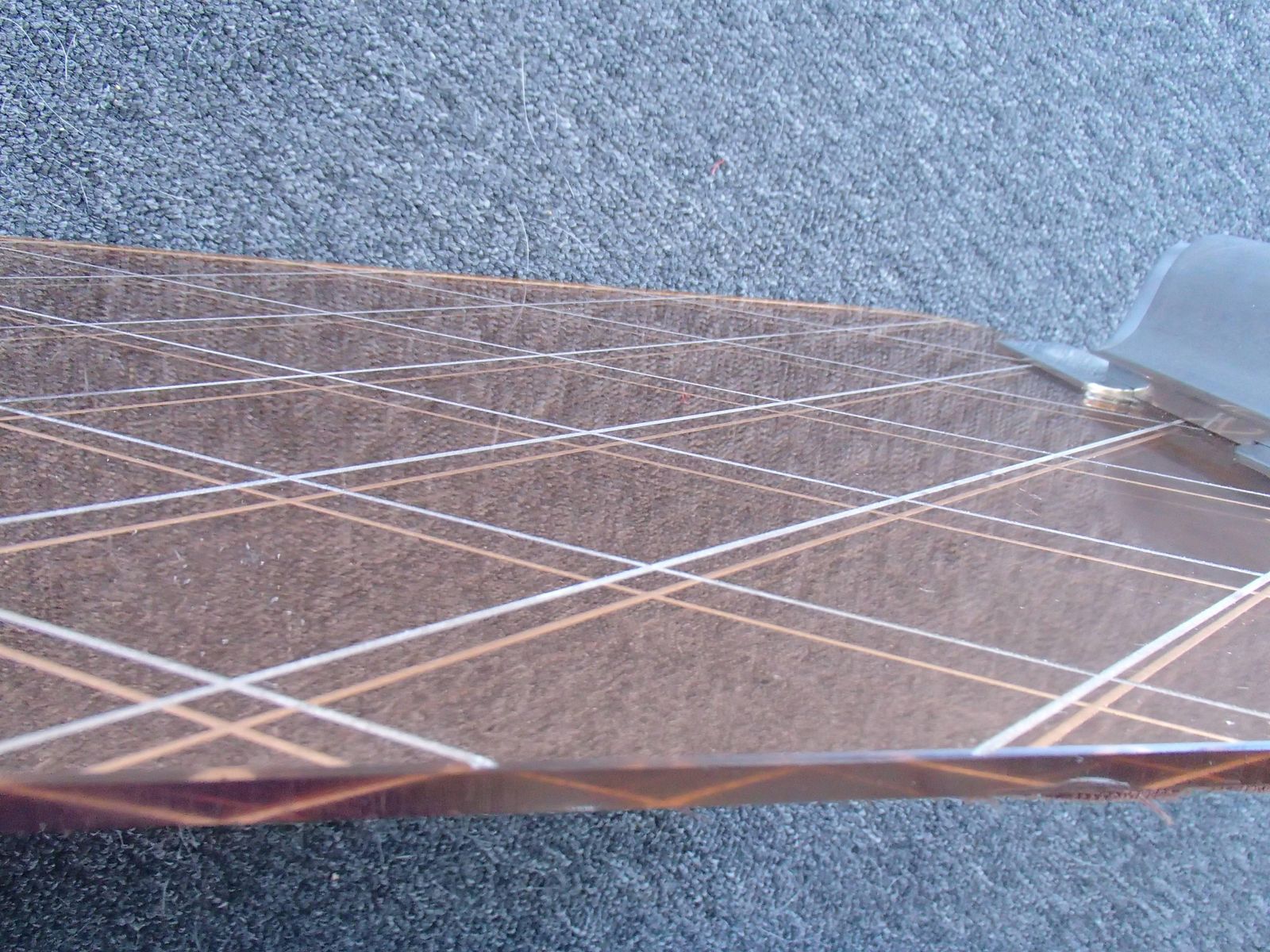 Art Deco Pink Mirror Engraved Rhomboids Serving Tray With Aluminium Handles photo vintage