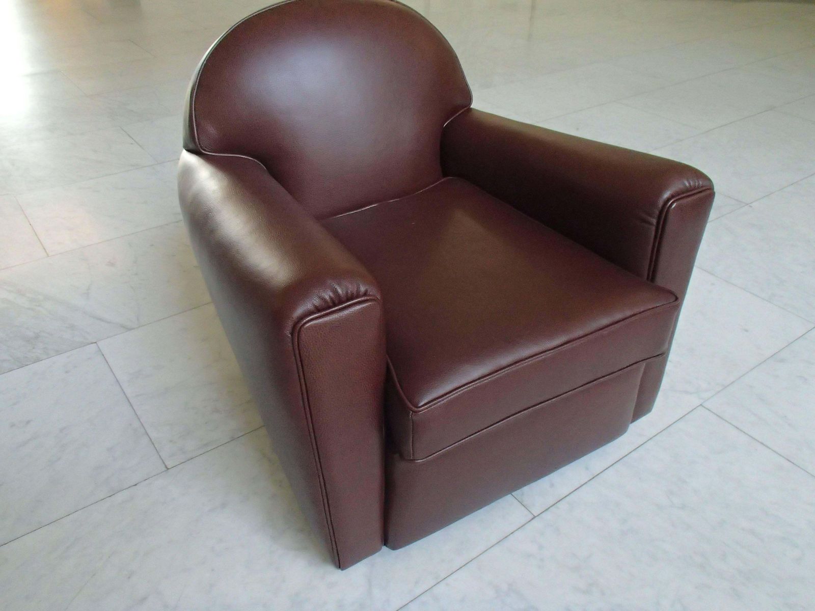 Art Deco Club Chair Completely Restored And Recovered With Brown Leather photo furniture