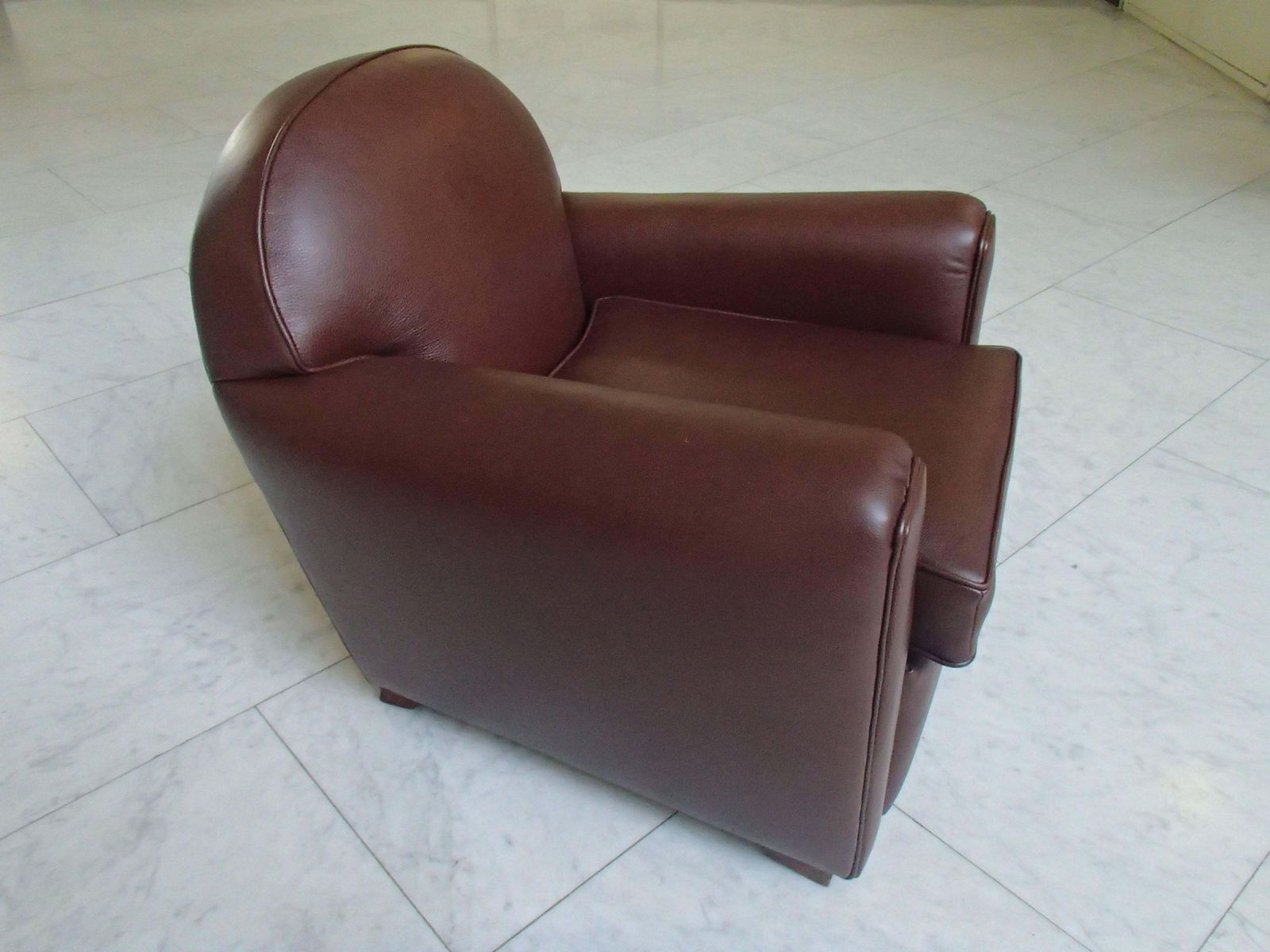 Art Deco Club Chair Completely Restored And Recovered With Brown Leather photo vinterior