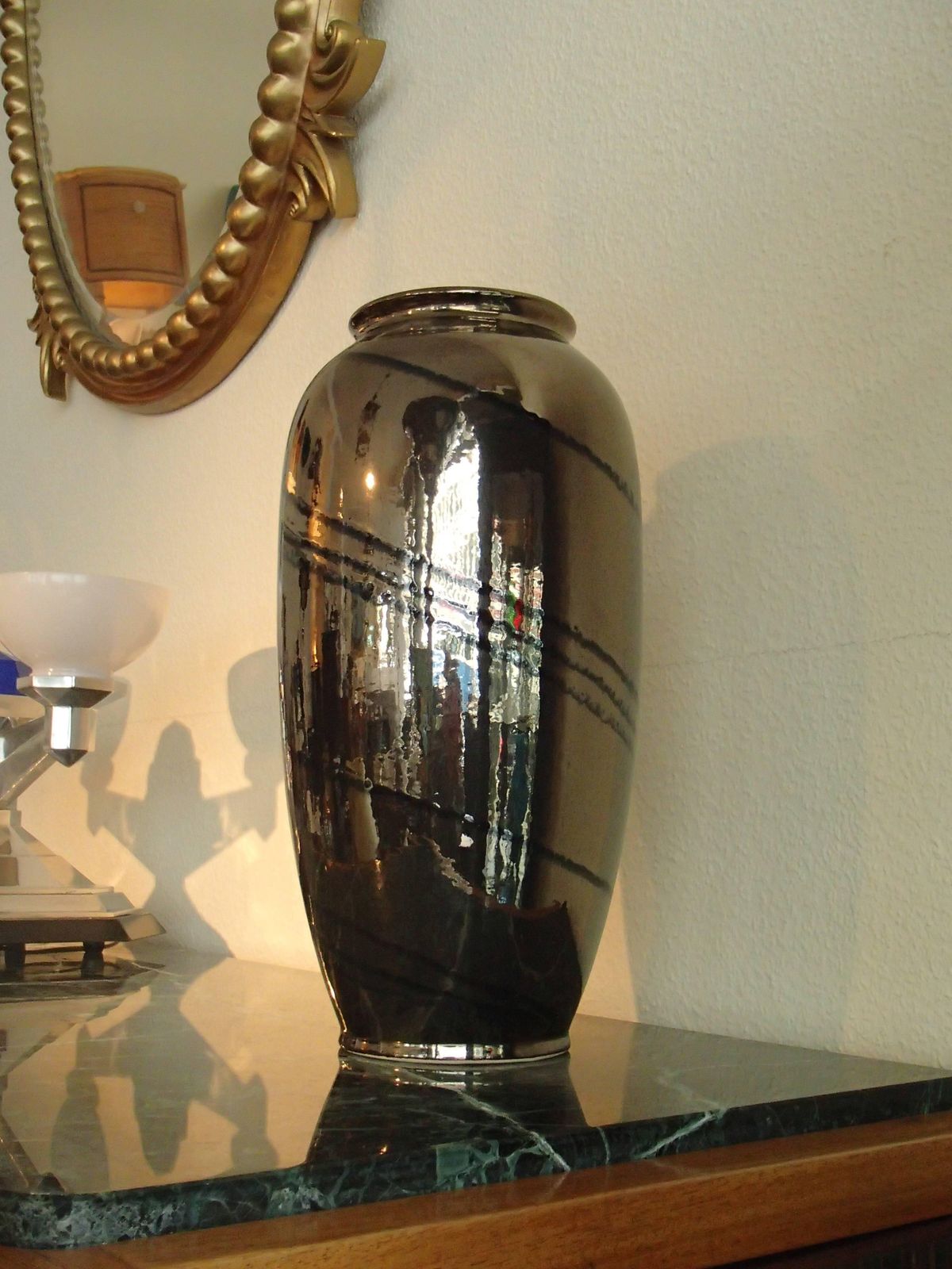 Midcentury Dark Bronze And Black Glaze Large Ceramic Vase Bay W: Germany photo for sale
