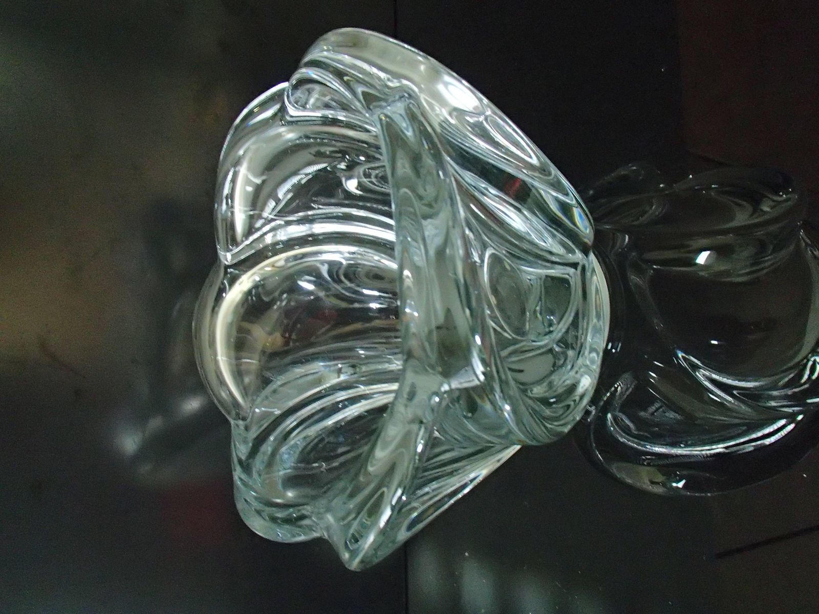 Midcentury Large Crystal Vase Or Coup Transparent Heavy photo 580.0