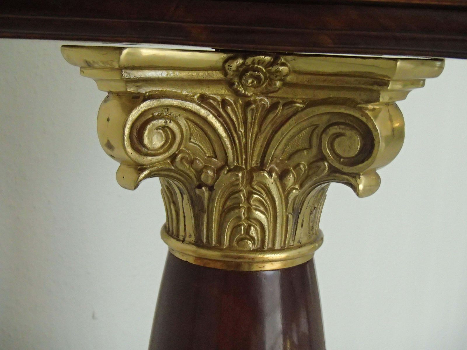 Midcentury Decorative Pair Of Pedestals Walnut With Brass photo for sale