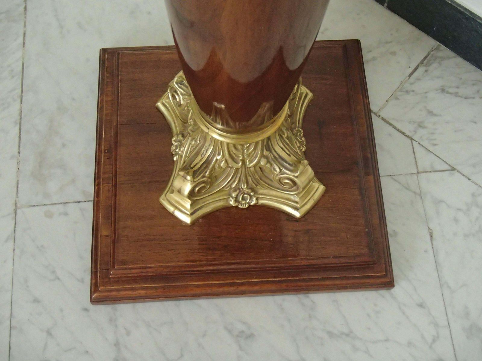 Midcentury Decorative Pair Of Pedestals Walnut With Brass photo 1618.0