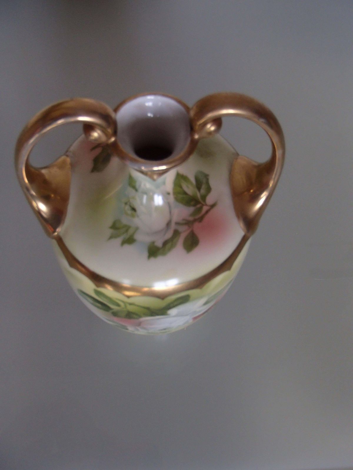 19th Century Porcelain Vase With Roses Painting photo vintage