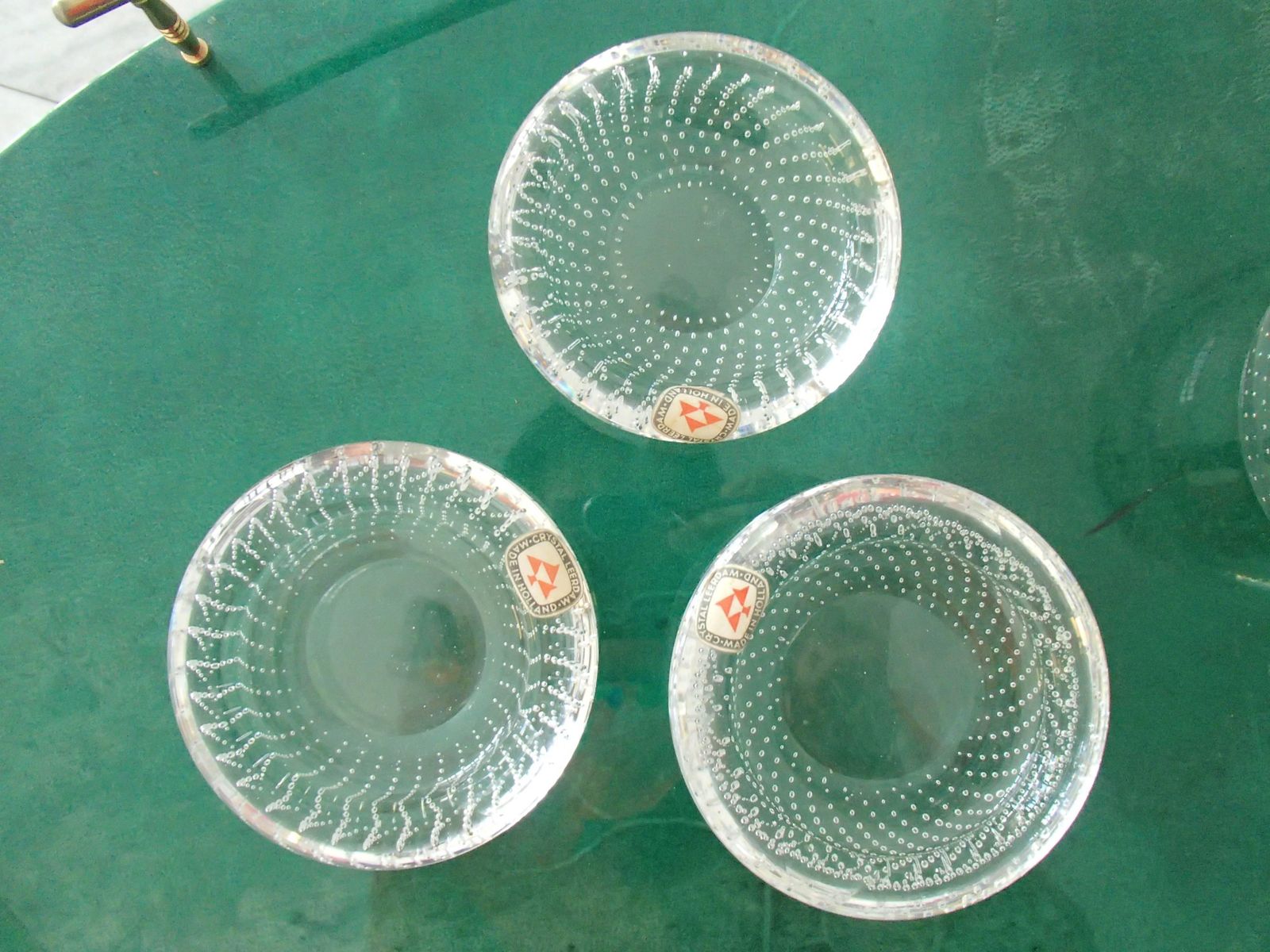 Midcentury Set By Leerdam Three Ashtrays And Small Vase photo for sale
