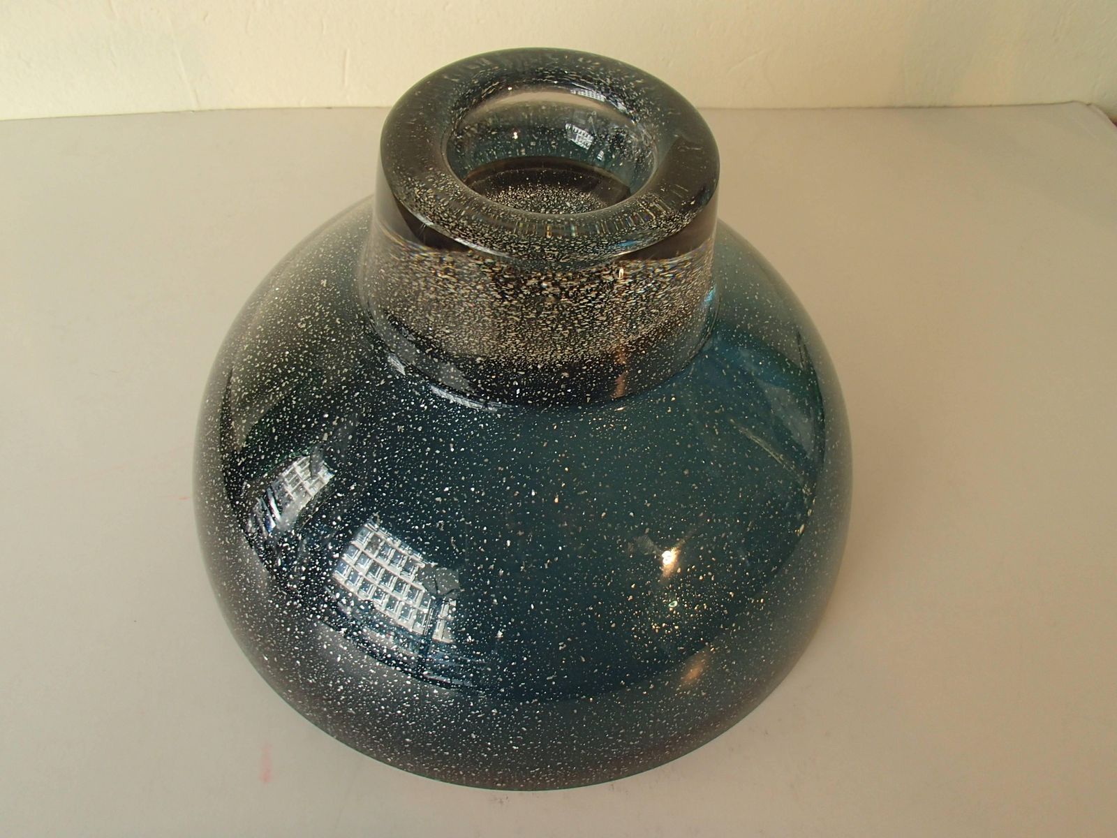 Mid Century Modern Vessel Blue With Silver Inlays By Graal Glas Signed Fs 66 photo buy