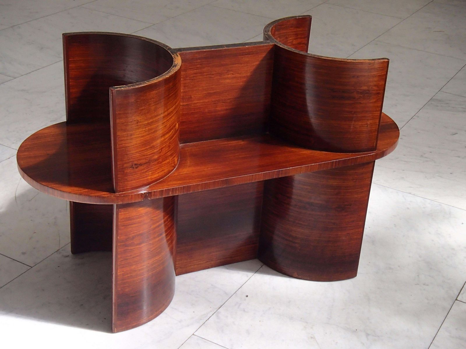 1930 Cubist Modernistic Console Table Rosewood And Thick Glass Top photo furniture