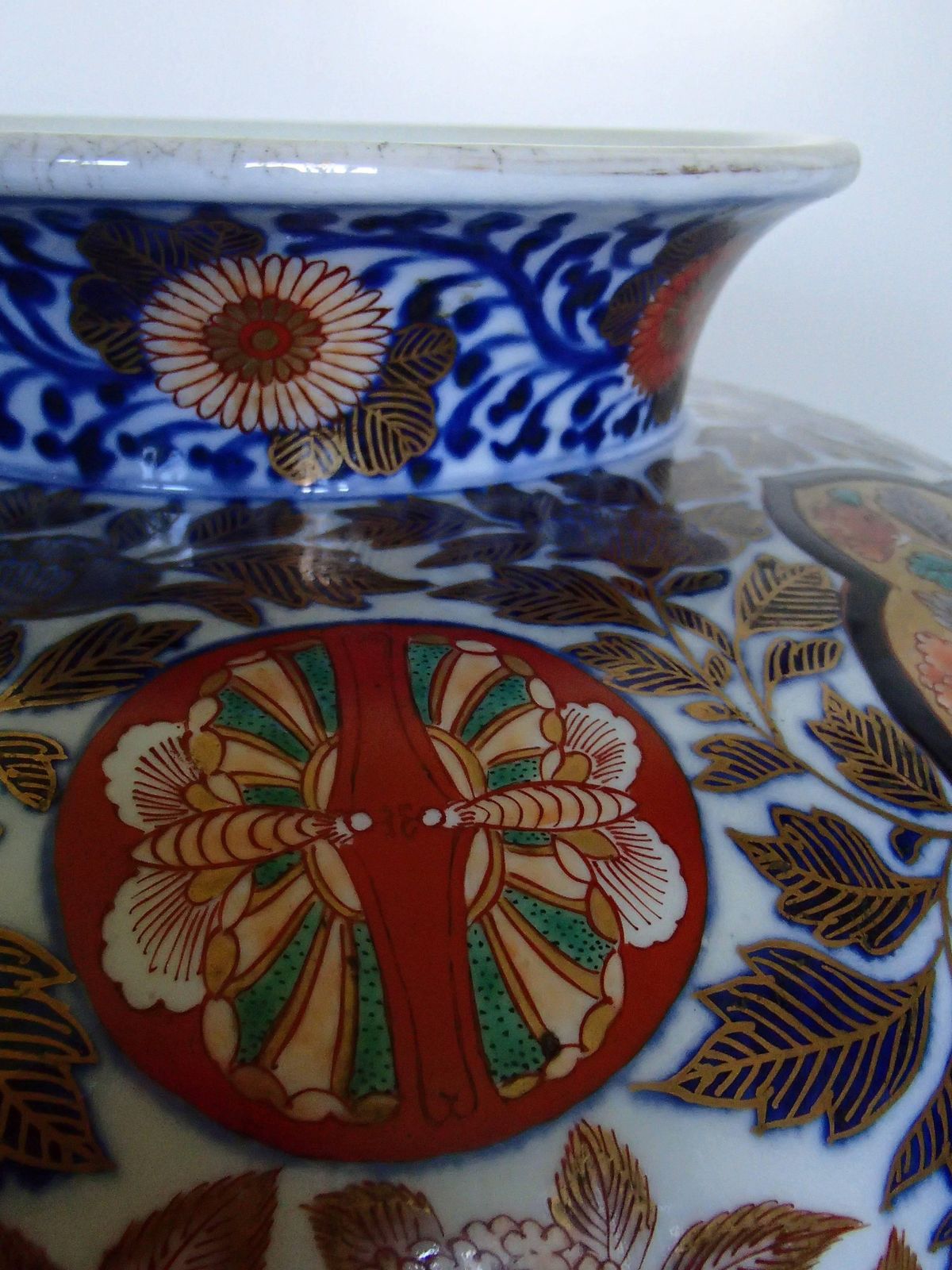 Huge Imari Vase With Email Painted With Birds And Kiku Flowers photo for sale