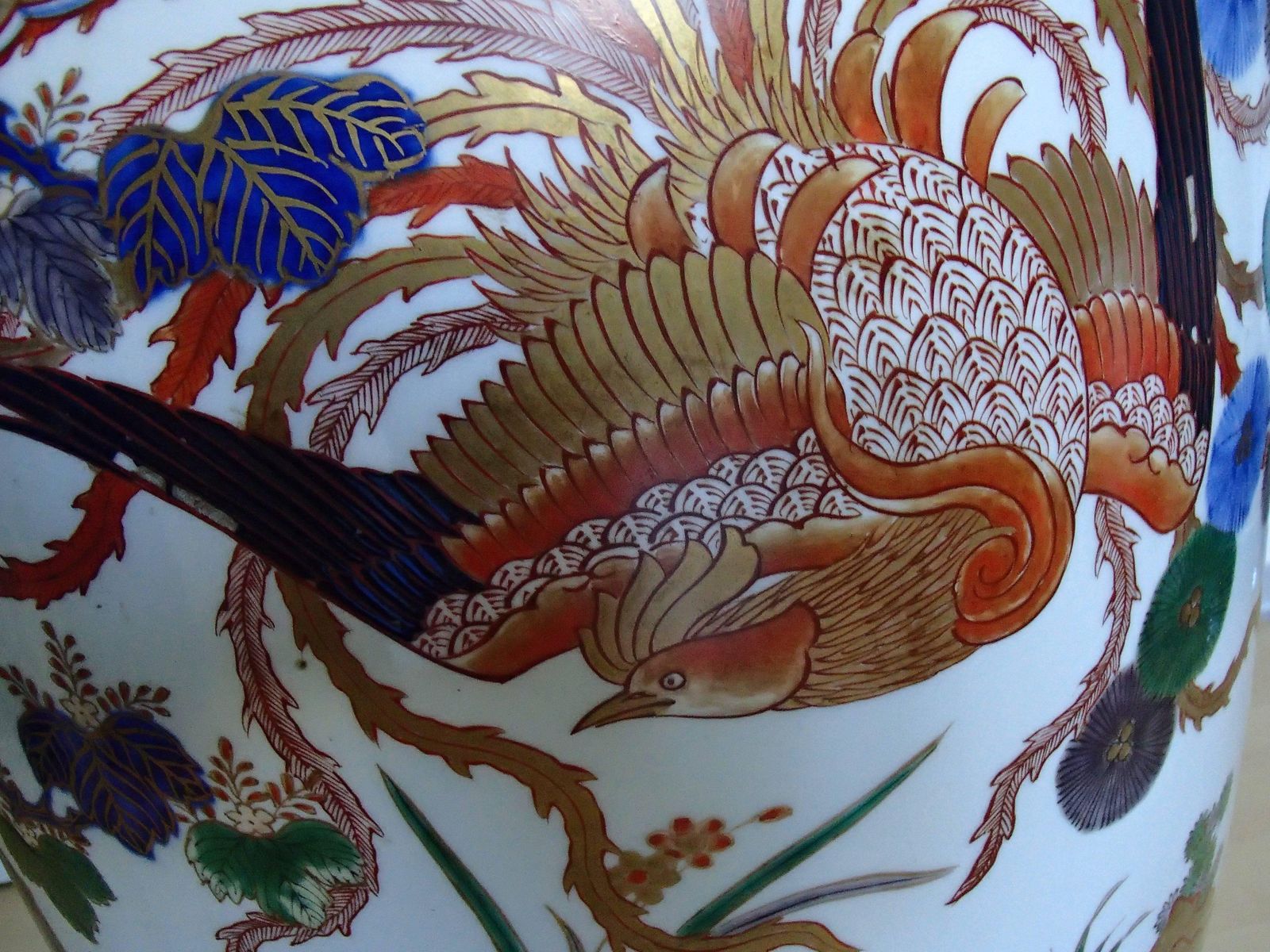 Huge Imari Vase With Email Painted With Birds And Kiku Flowers photo Home Decor