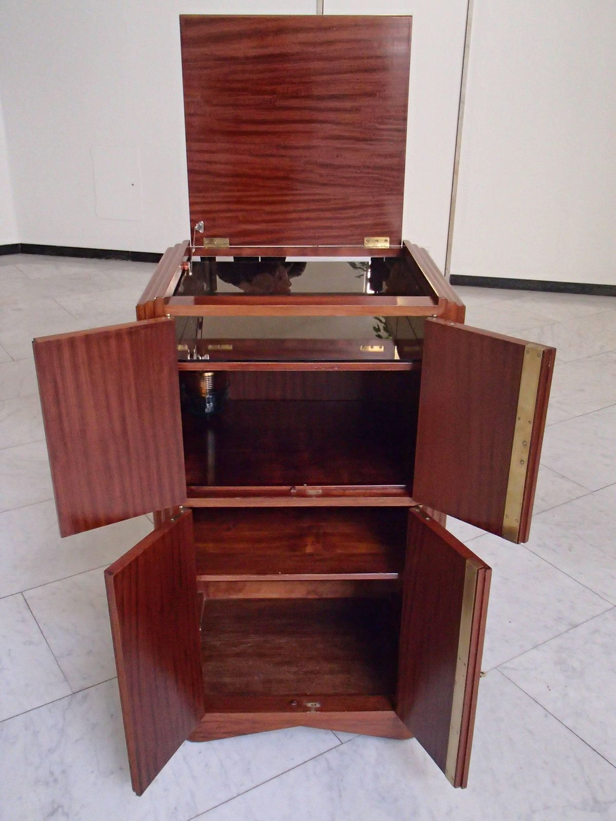 Art Deco Drink Cabinet Bar Ebene De Macassar Full Mahogonie photo vinterior