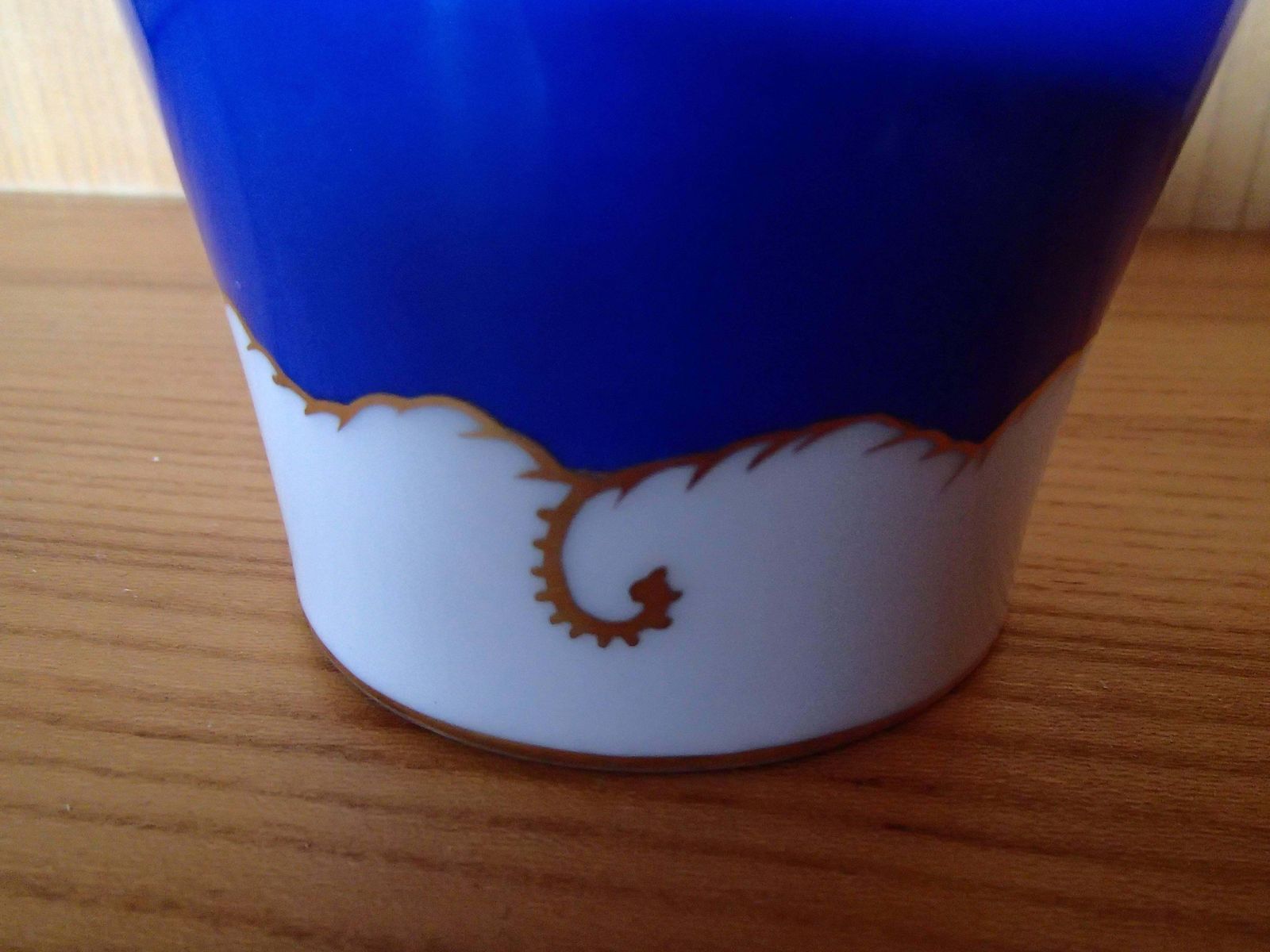 1930 Hand Painted Cobalt Blue Gold White Porcelain Vase Fraureuth Saxony photo buy