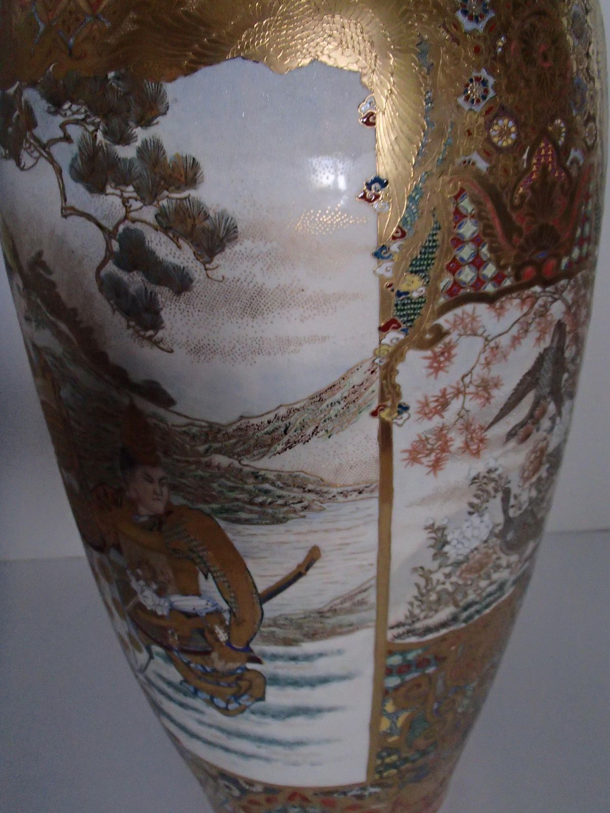 Home Decor 1900 Japanese Satsuma Porcelain Huge Vase With Samurai Scenes photo