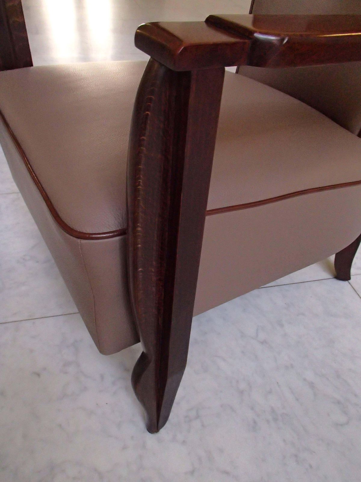 Pair Of 1940 Leather Lounge Chairs photo vintage