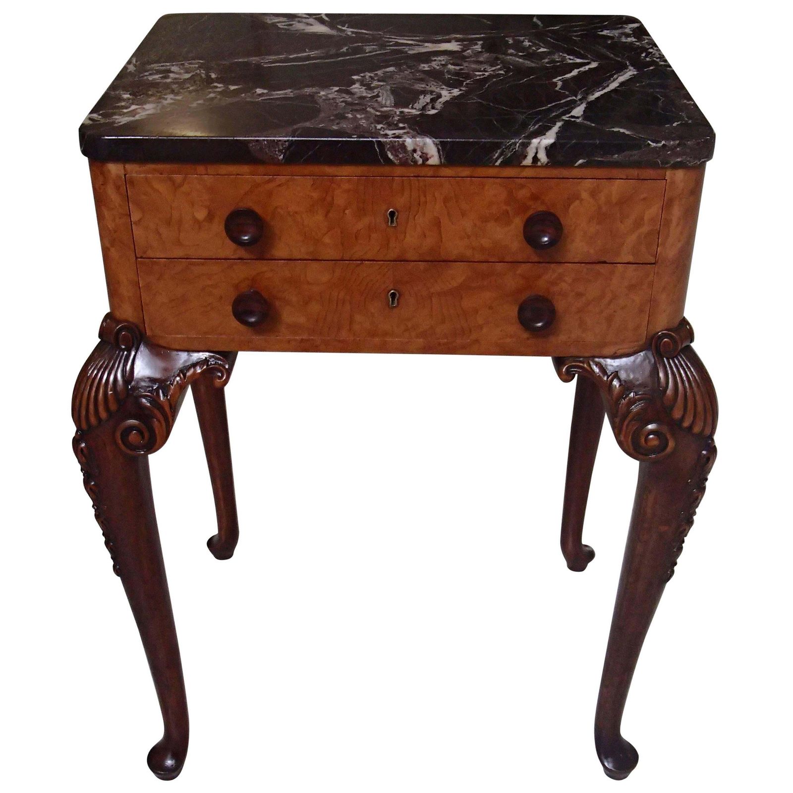 19th Century Chest Of Drawers Side Table Marble Top Carved Legs