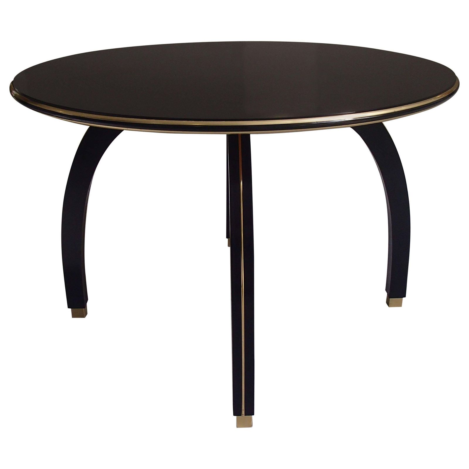 Huge Black Round Glass Side Table In The Style Of Jindrich Halabala