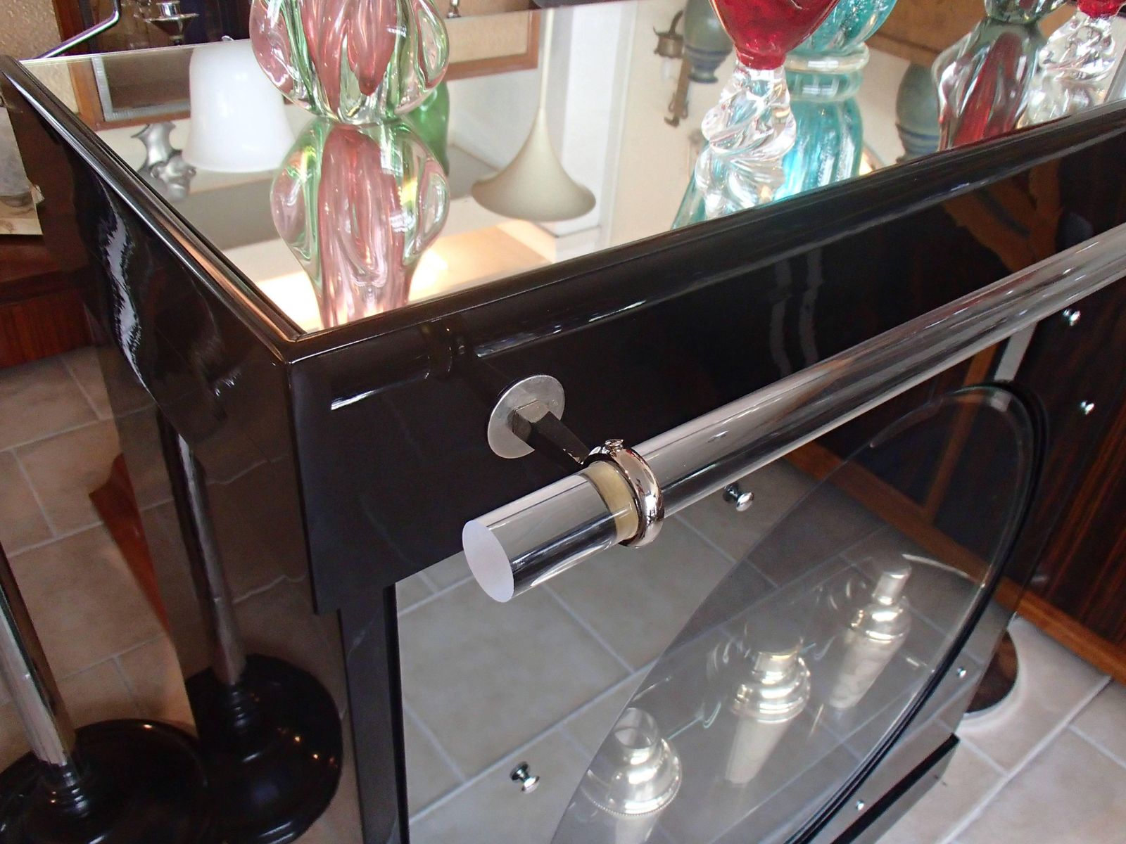 1930 Mirrored Bar Drink Cabinet With Rotatable Bull Eye Door photo for sale