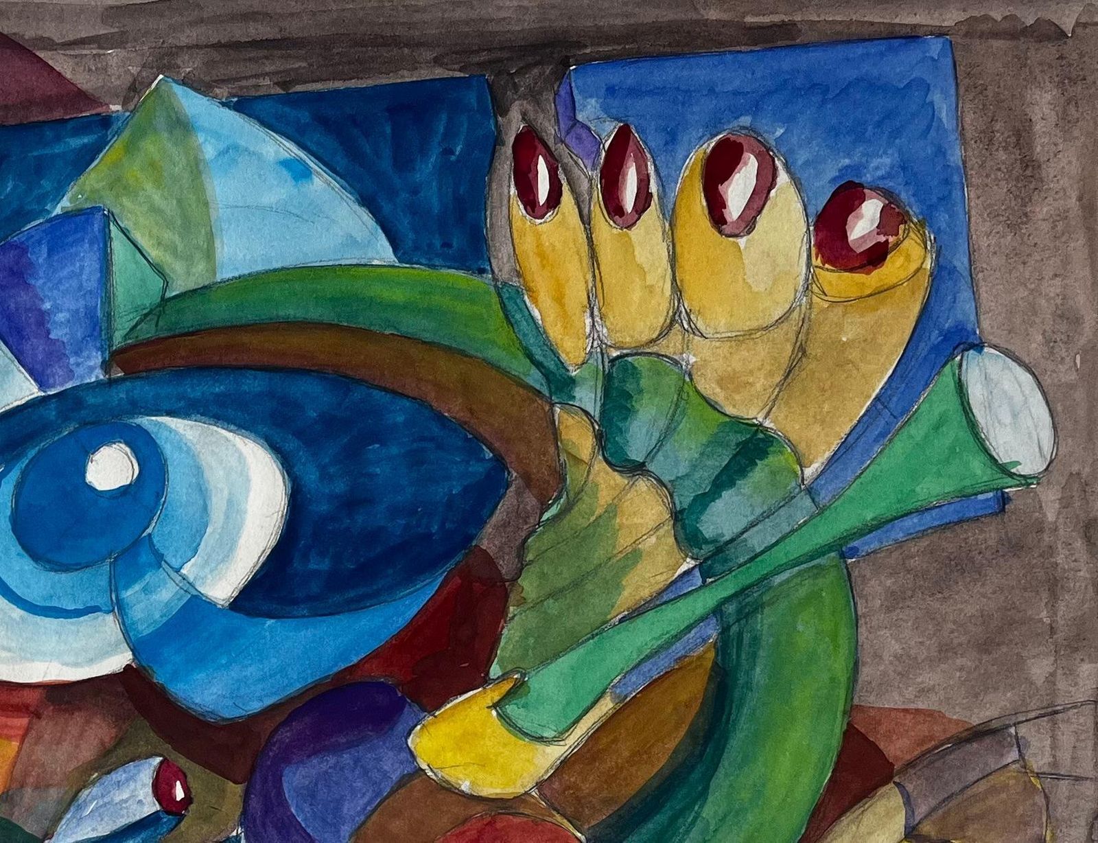 Guy Nicod Abstract Eye Composition French Modernist Watercolour By Guy Nicod photo for sale