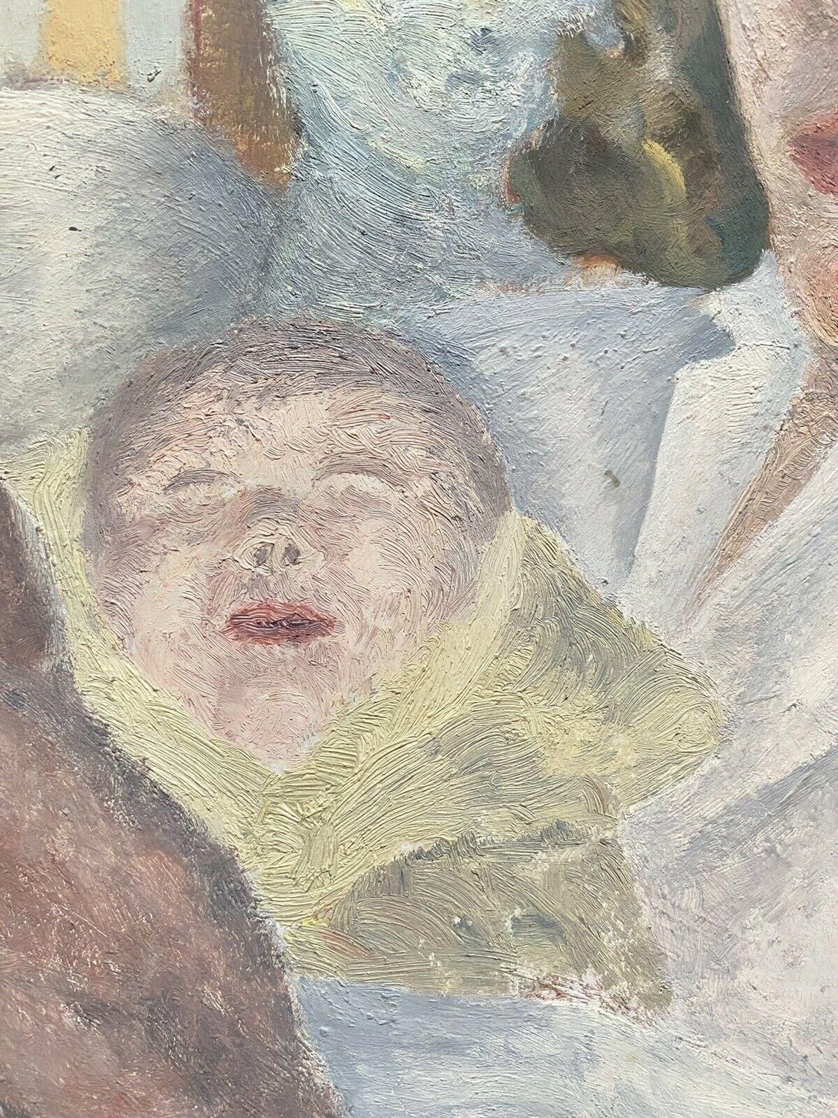 Unknown Genevieve Zondervan French Oil Painting, Mother And Child Portrait Circa 1990s photo 475.0