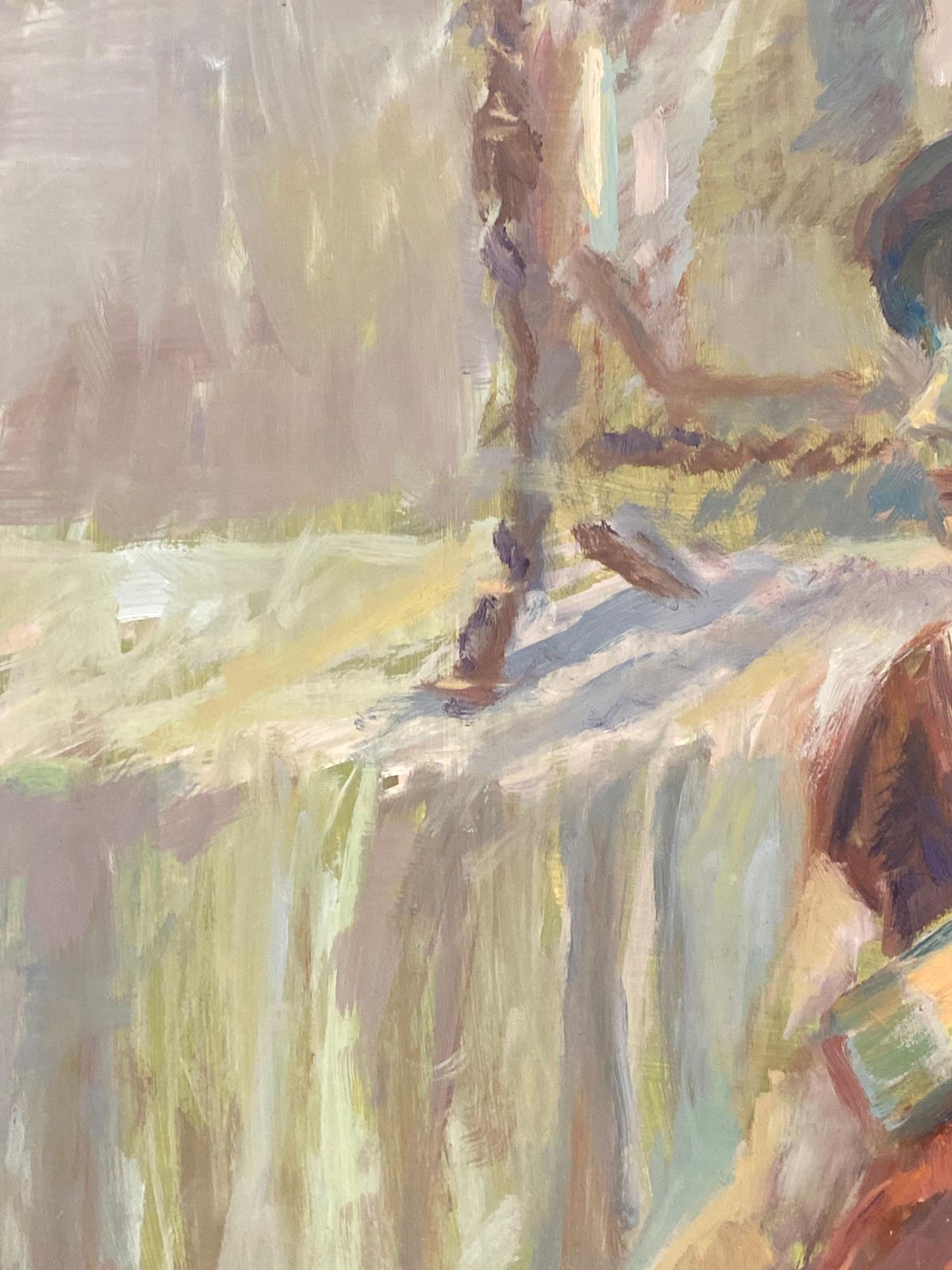 Unknown Large 1960's British Original Oil Painting, Woman Sat On Chair Circa 1960s photo buy