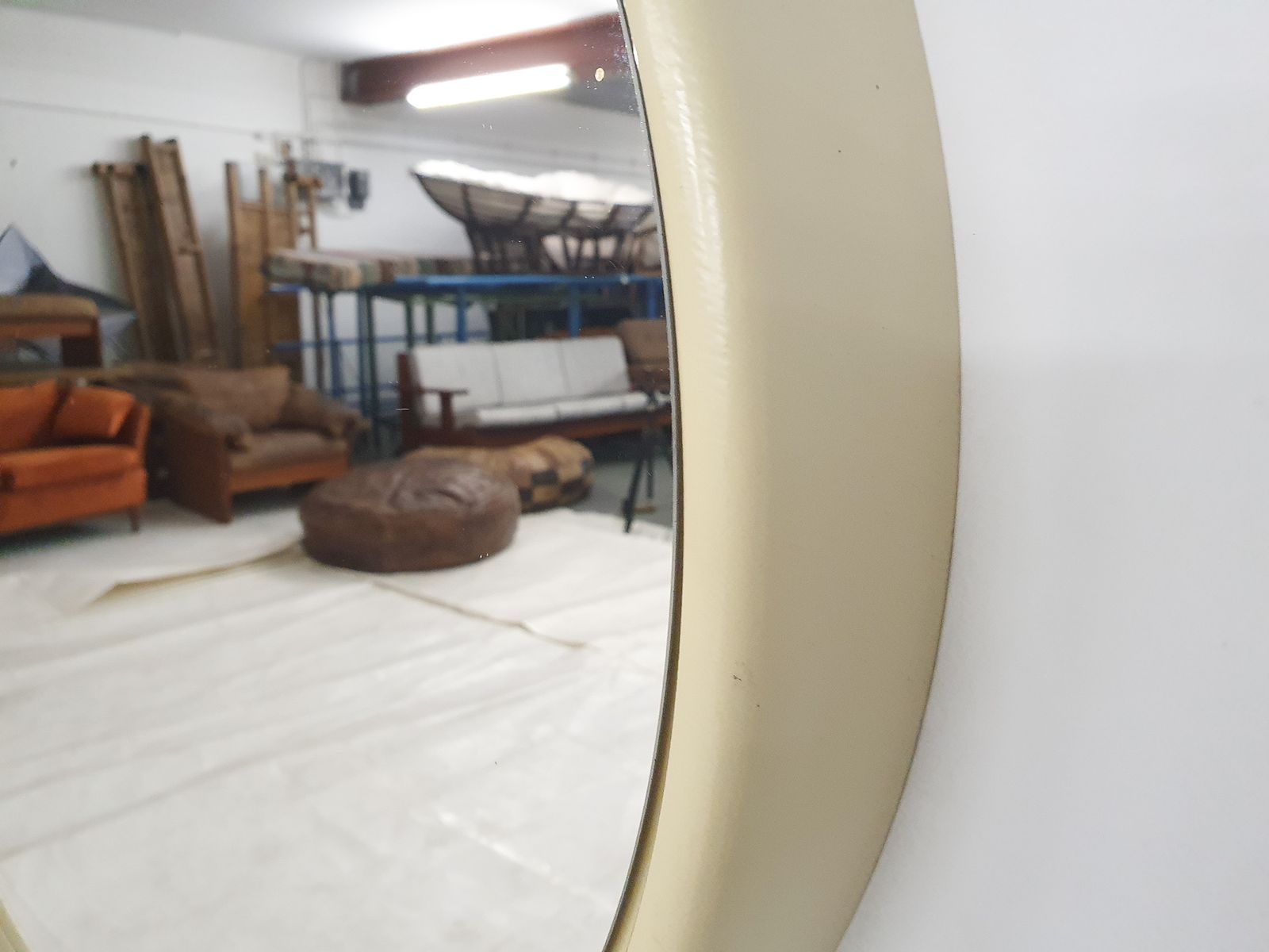 Mid Century Round Polyester Mirror, The Netherlands 1960's photo vinterior