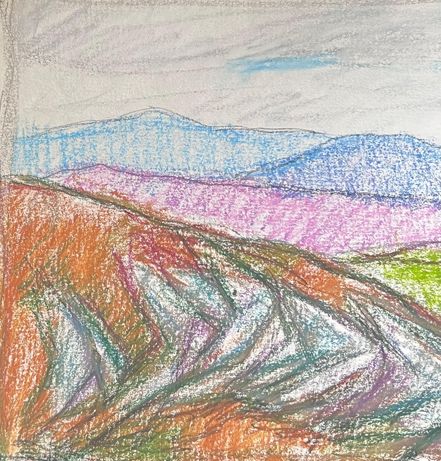 Akos Biro 20th Century French Expressionist Colourful Valley Pastel Landscape photo for sale