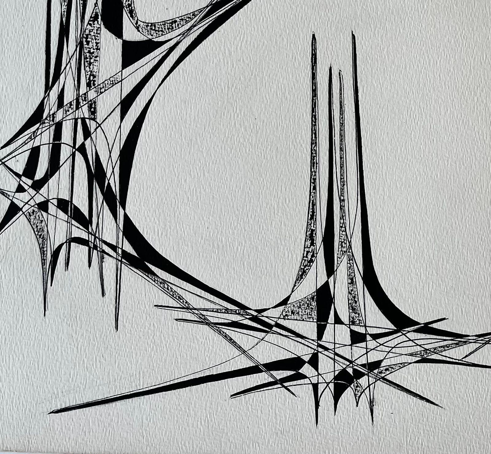 Serge Guerin (1916) Mid Century French Geometric Abstract Circular Composition Ink On Paper photo vinterior