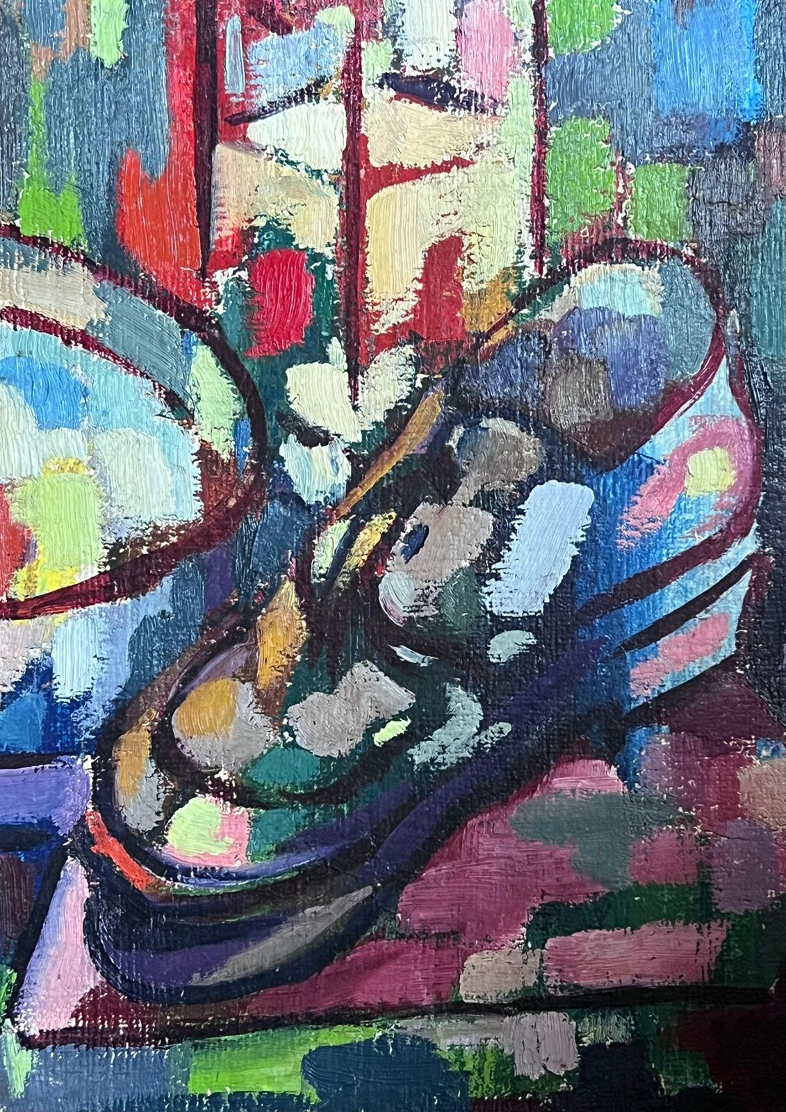 Raymond Guidot 20th Century French Cubist Abstract Still Life Objects Painting photo Art