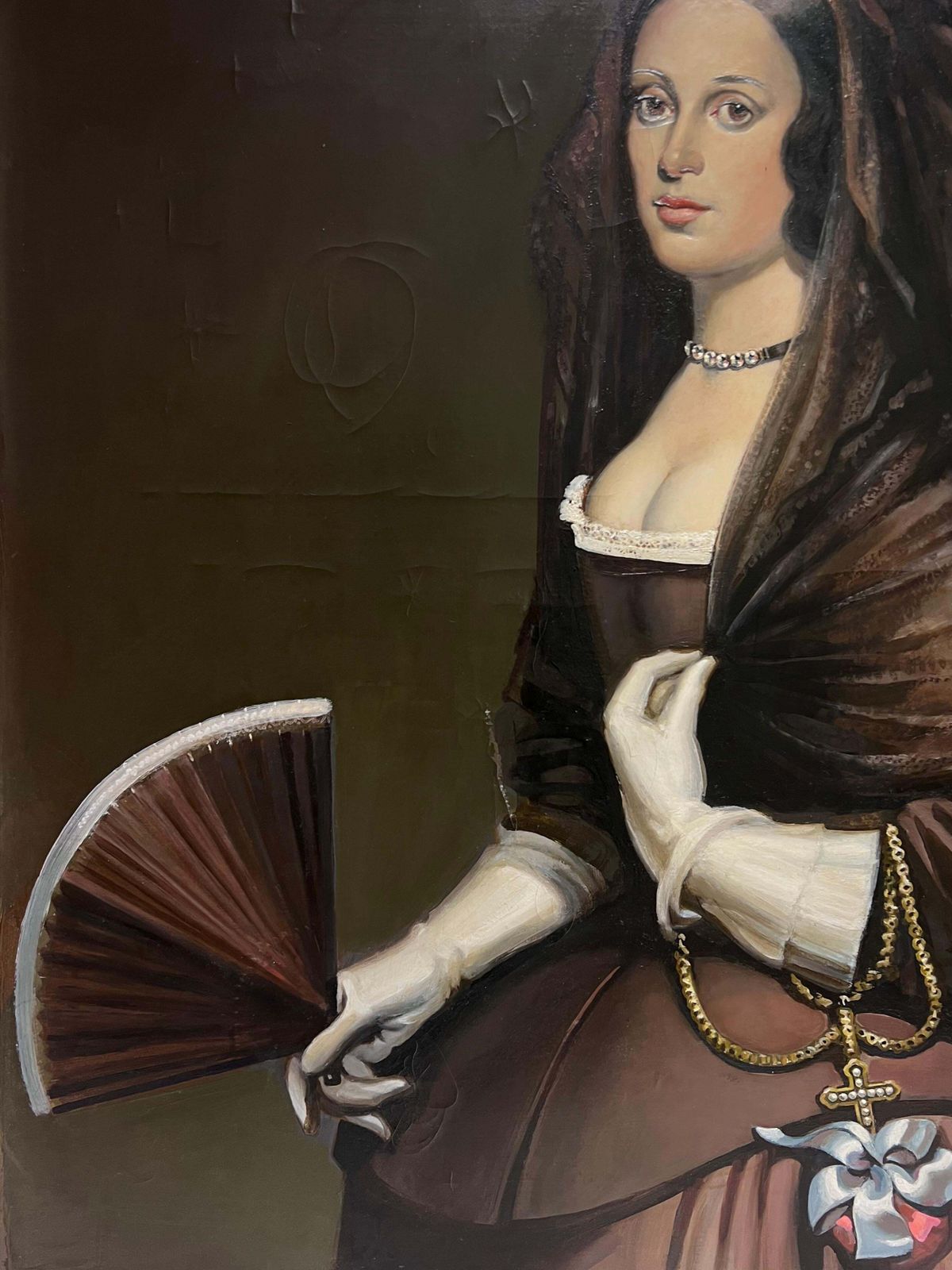Fine Large Oil Painting Portrait Of The Lady With The Fan Diego Velazquez photo vinterior