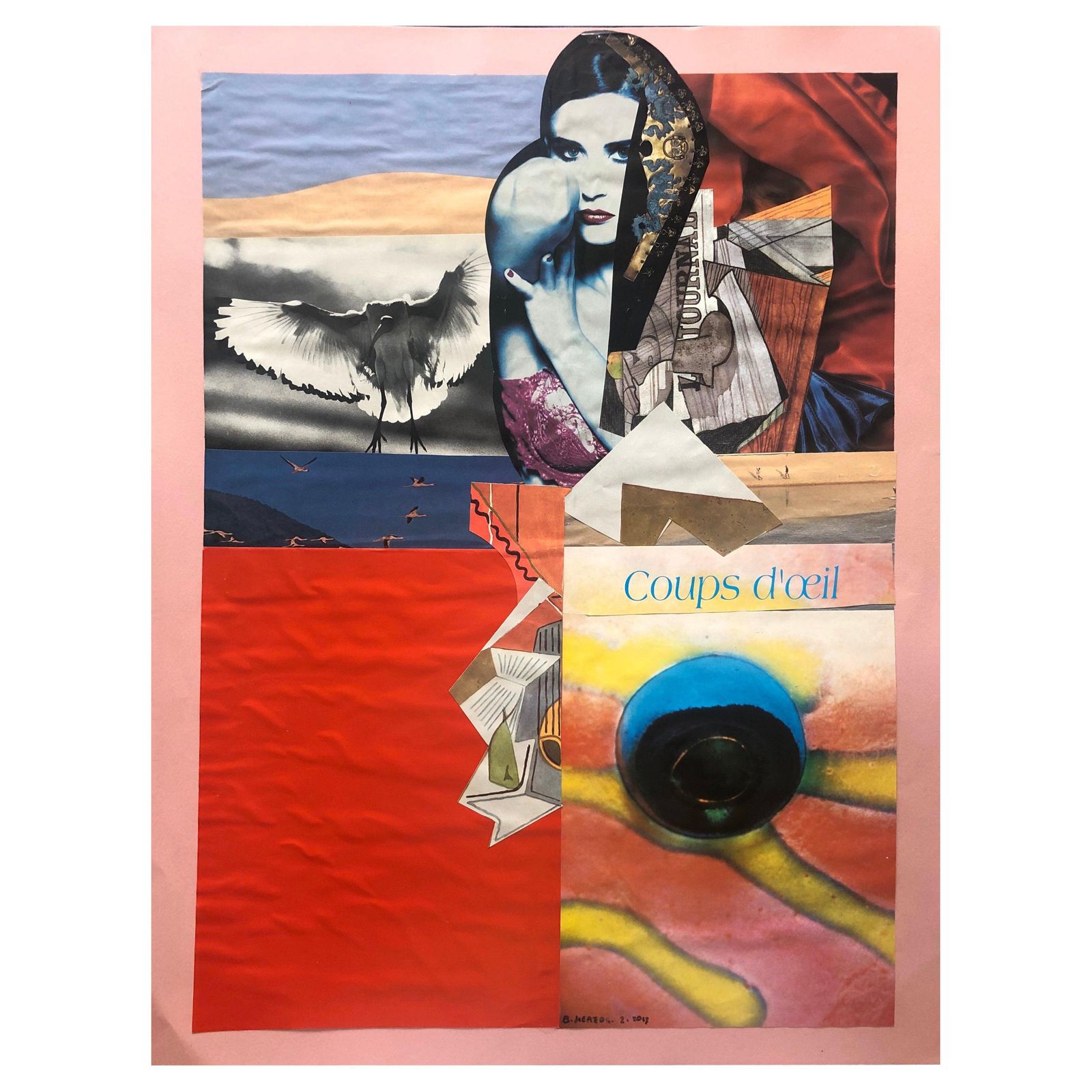 Bernard Herzog 20th Paris School Collage Cutout Artwork Wonderful Interior Design Options! 20th Century