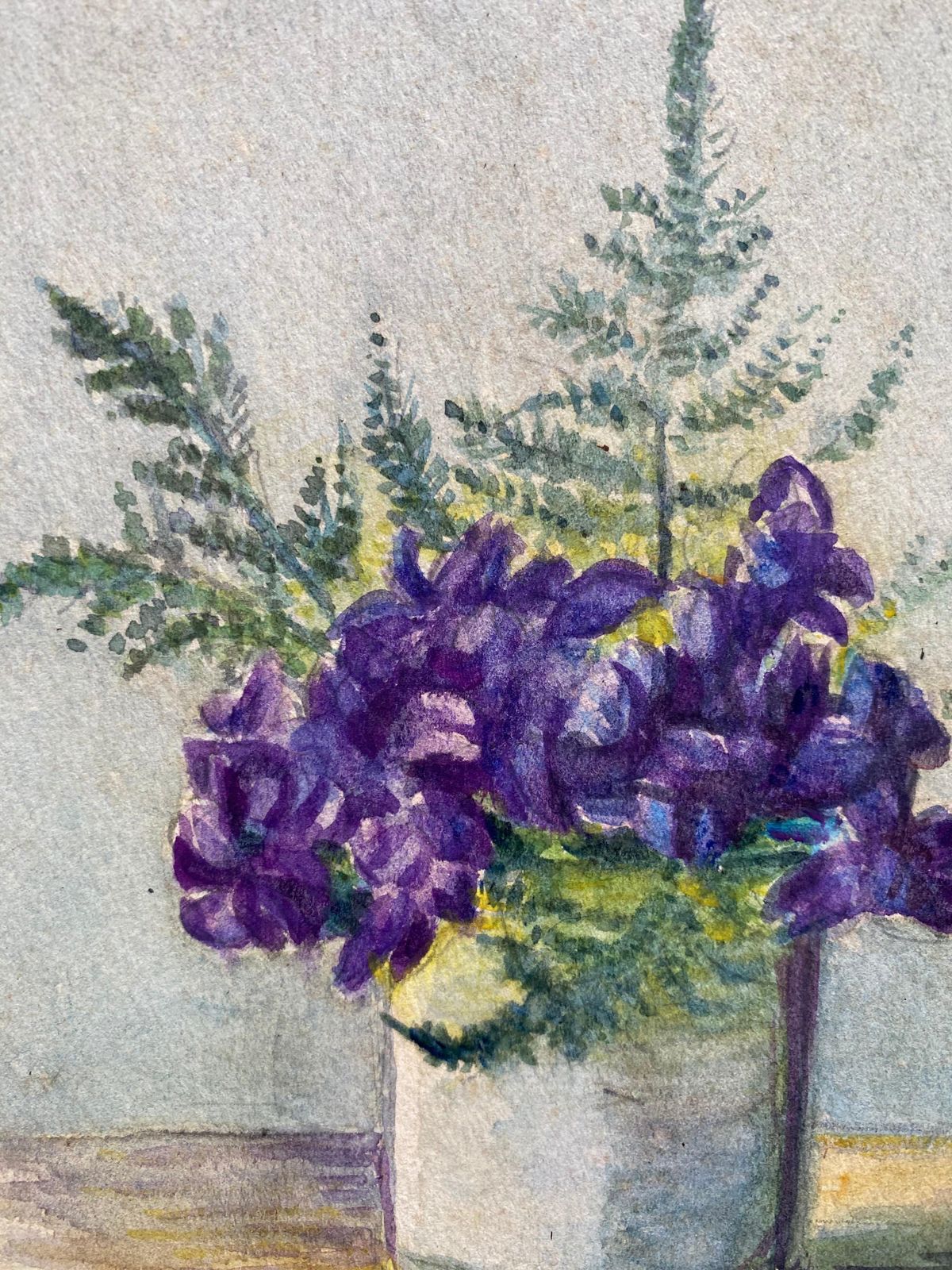 Unknown Early 1900's French Impressionist Signed Flower Watercolour By Marie Carreau Circa 1900s photo for sale