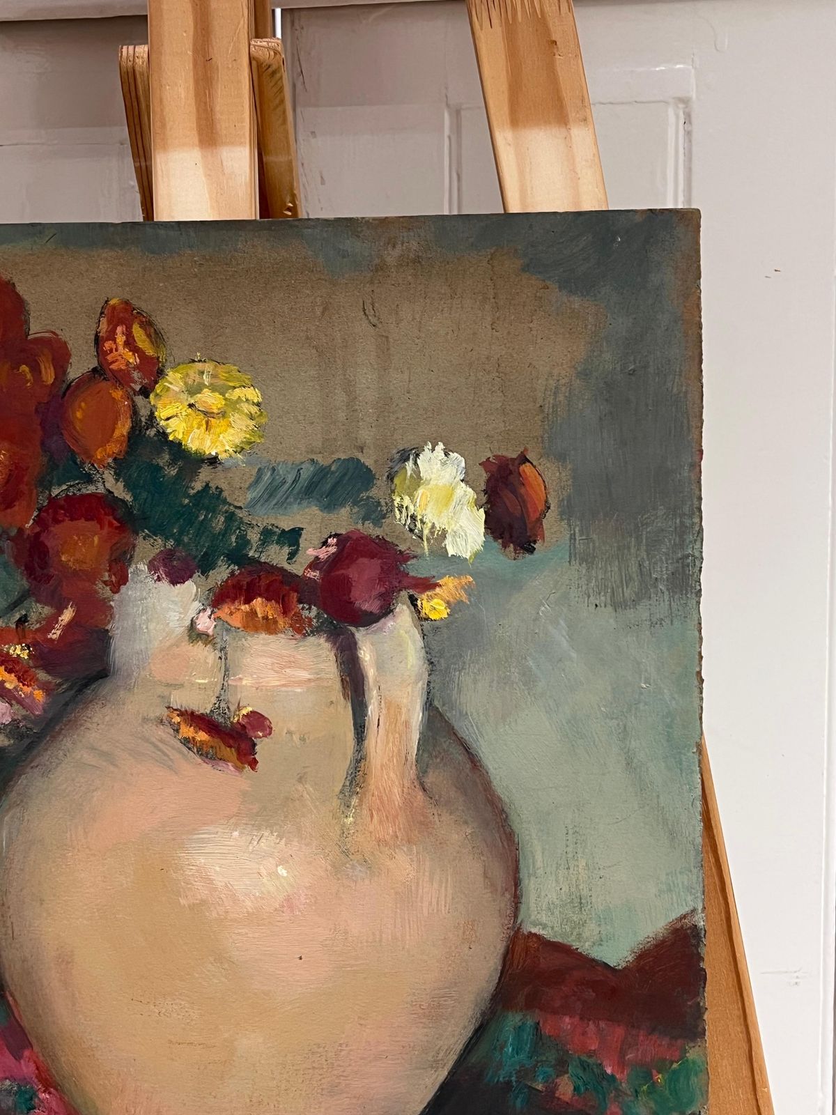 Cécile Hertz Eyrolles (1875 1974) 1930's French Post Impressionist Oil Still Life Flowers In Earthen Vase photo Art