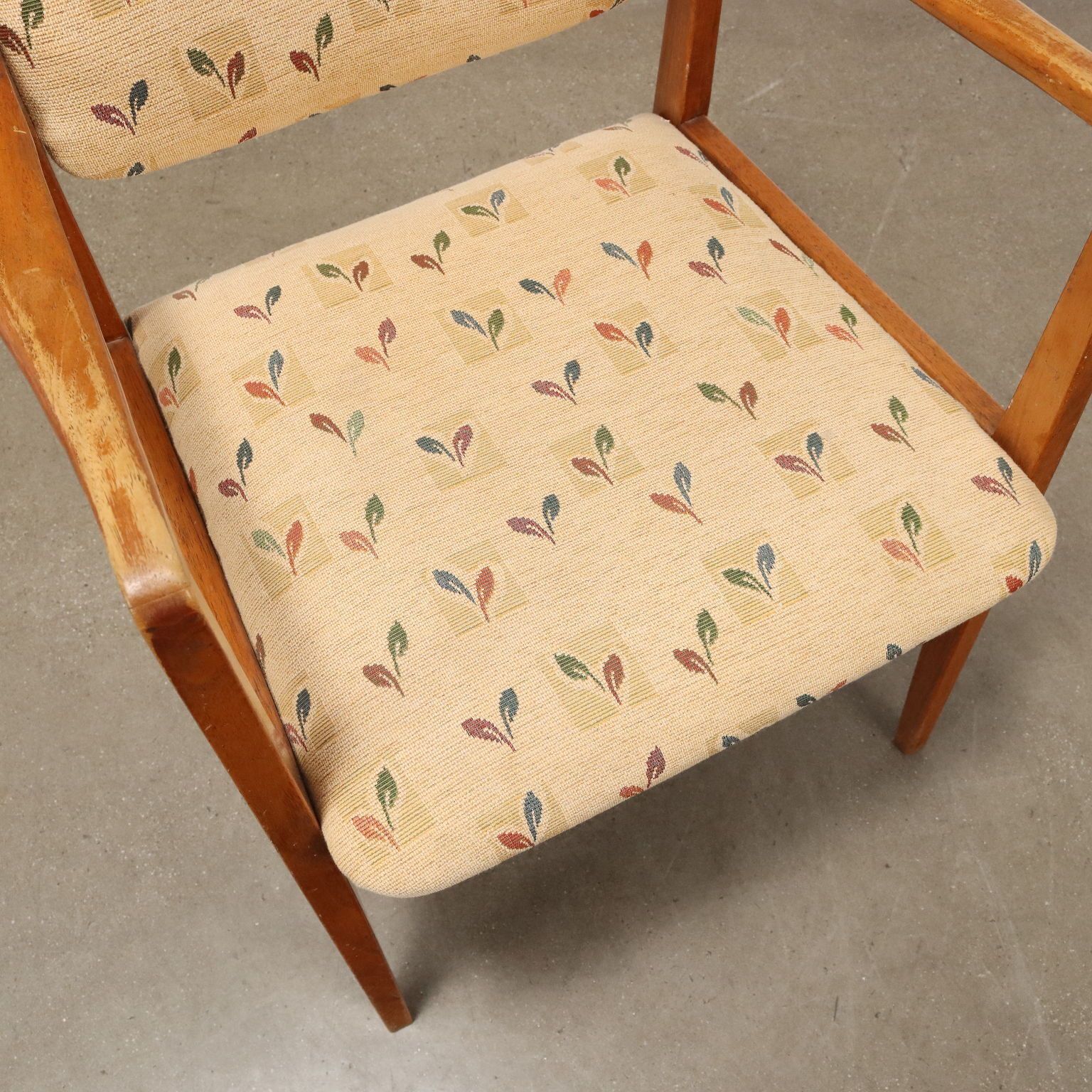 Vintage Chairs Beech Wood Fabric Italy 1950s 60s photo buy