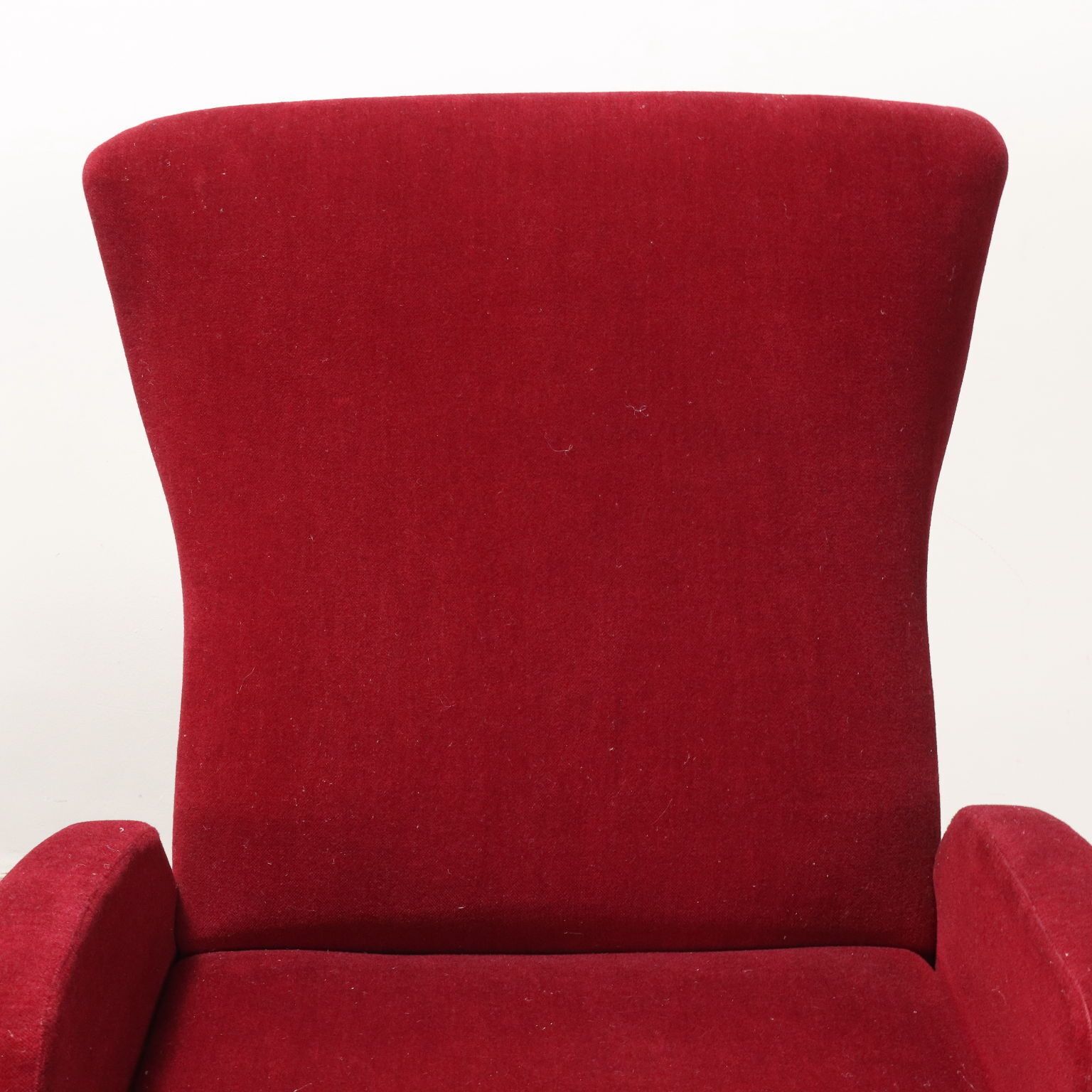 Vintage Armchairs Red Fabric Foam Brass Italy 1950s photo for sale