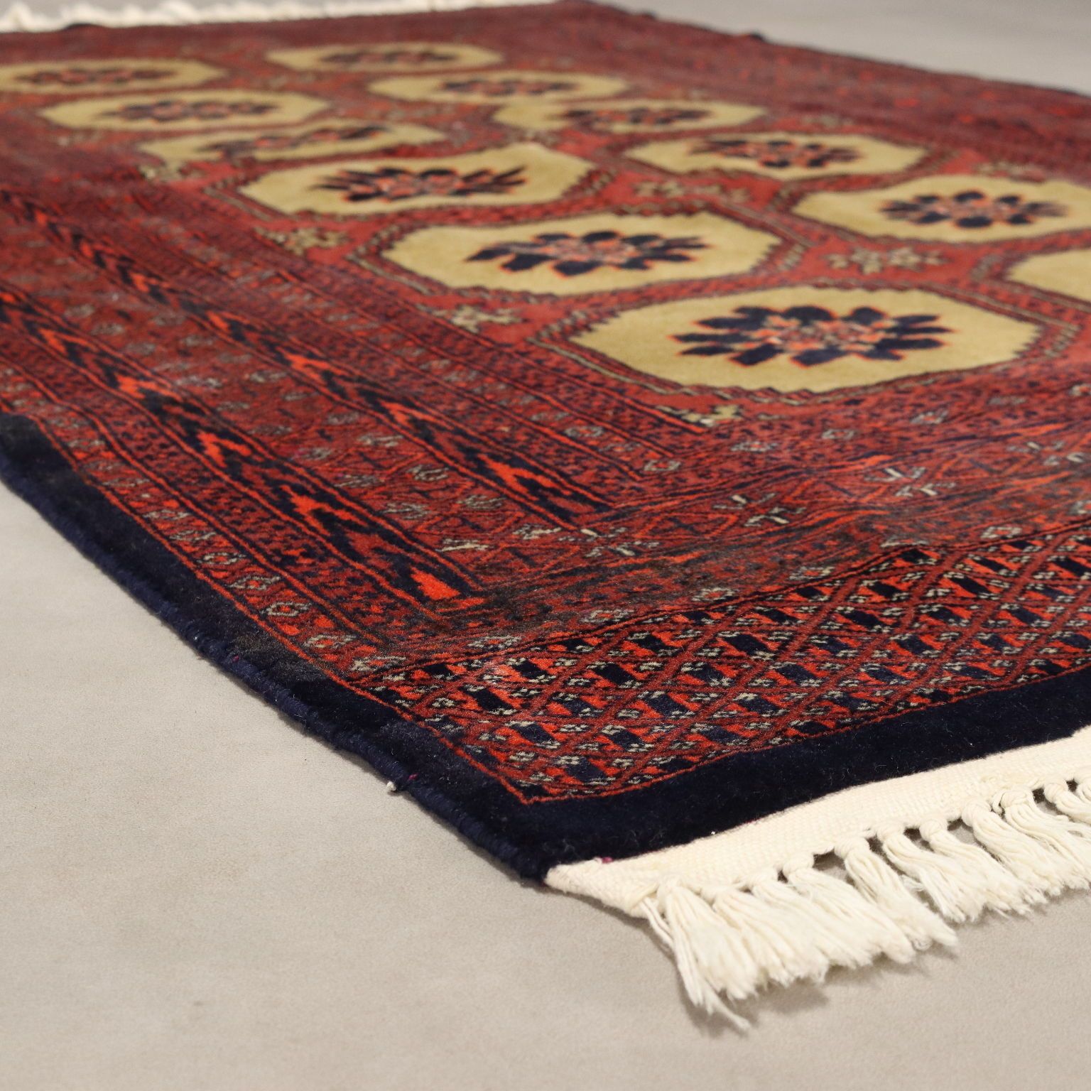 Antique Bukhara Carpet Cotton Wool Thin Knot Pakistan 76 X 49 In photo Textiles
