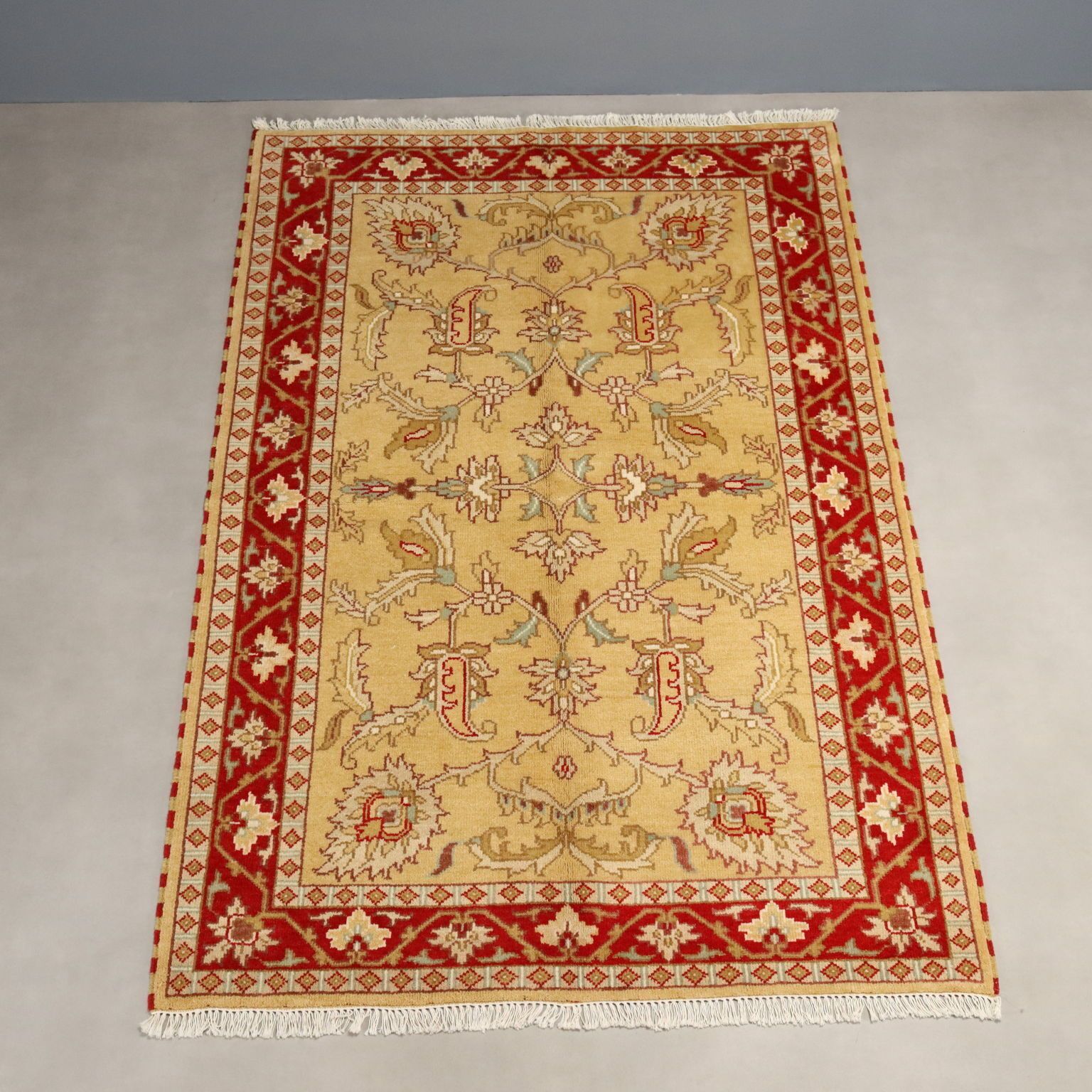 Antique Ziegler Carpet Cotton Heavy Knot India 88 X 59 In photo Textiles