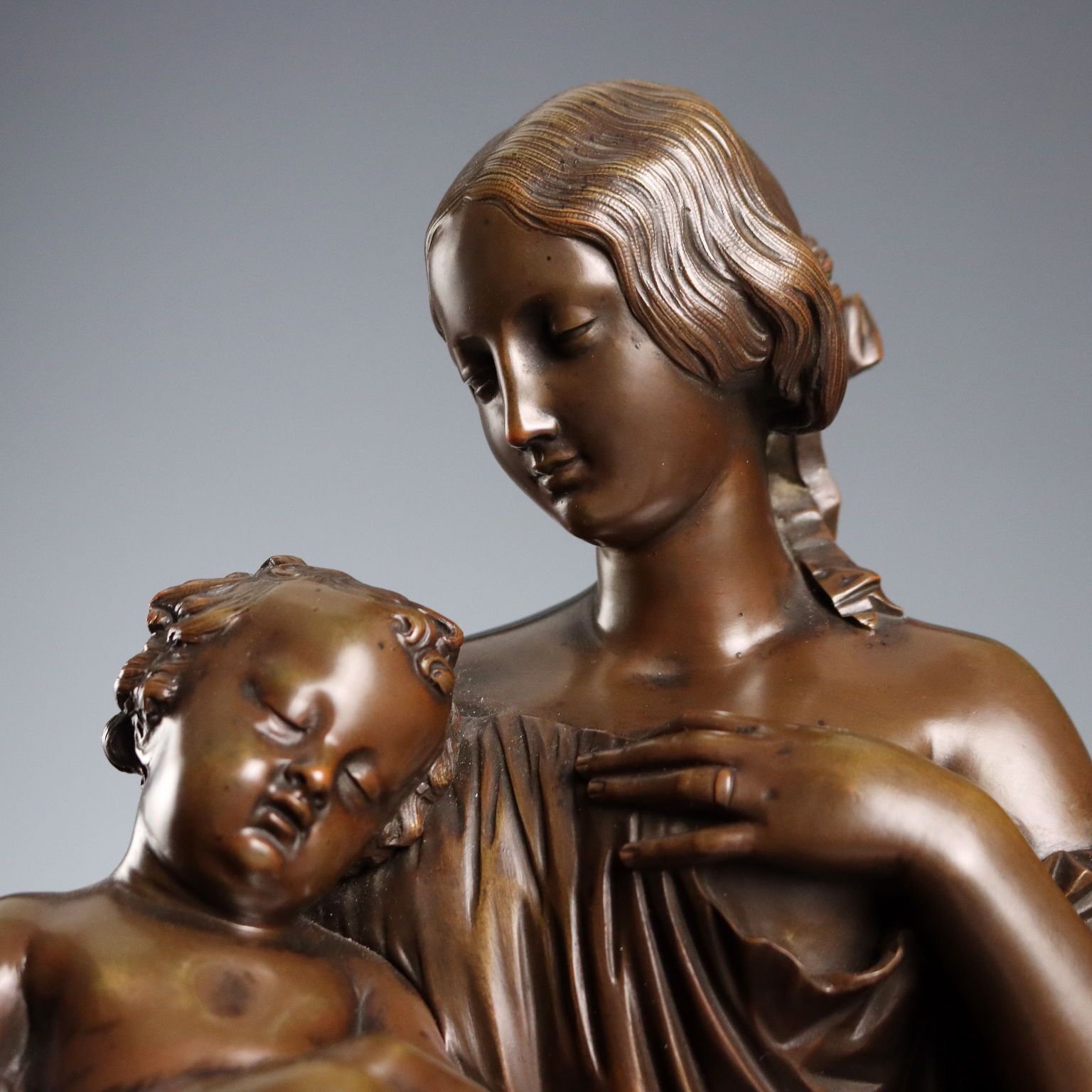 Antique Figurine Mother And Child James Pradier Copy XX Century photo for sale