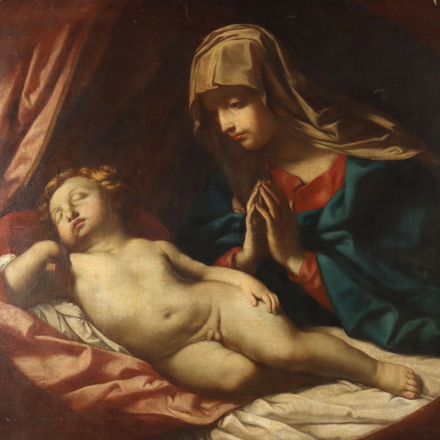 Antique Painting Virgin Mary Copy From Guido Reni XVIII Century photo for sale