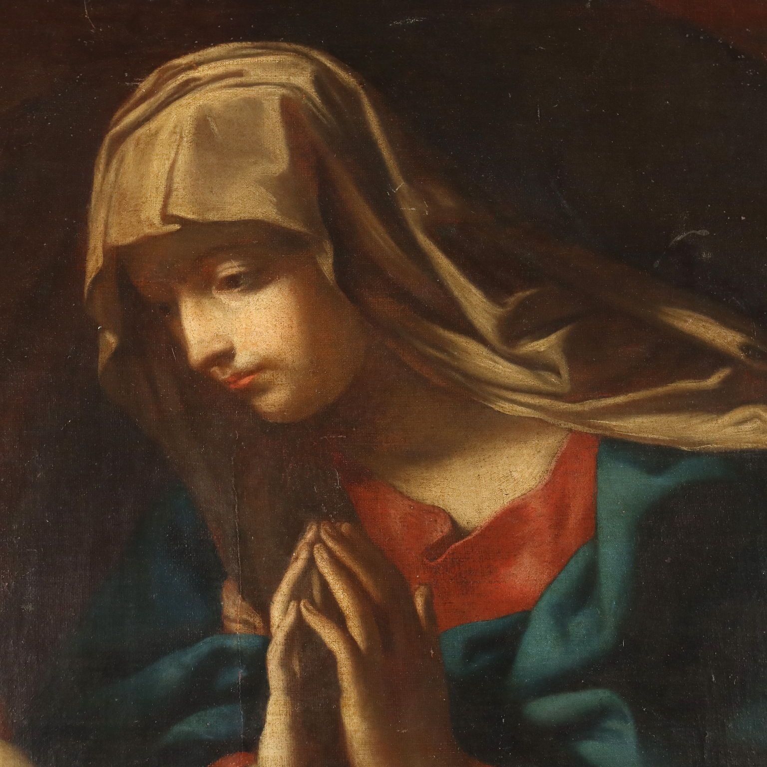 Antique Painting Virgin Mary Copy From Guido Reni XVIII Century photo vinterior