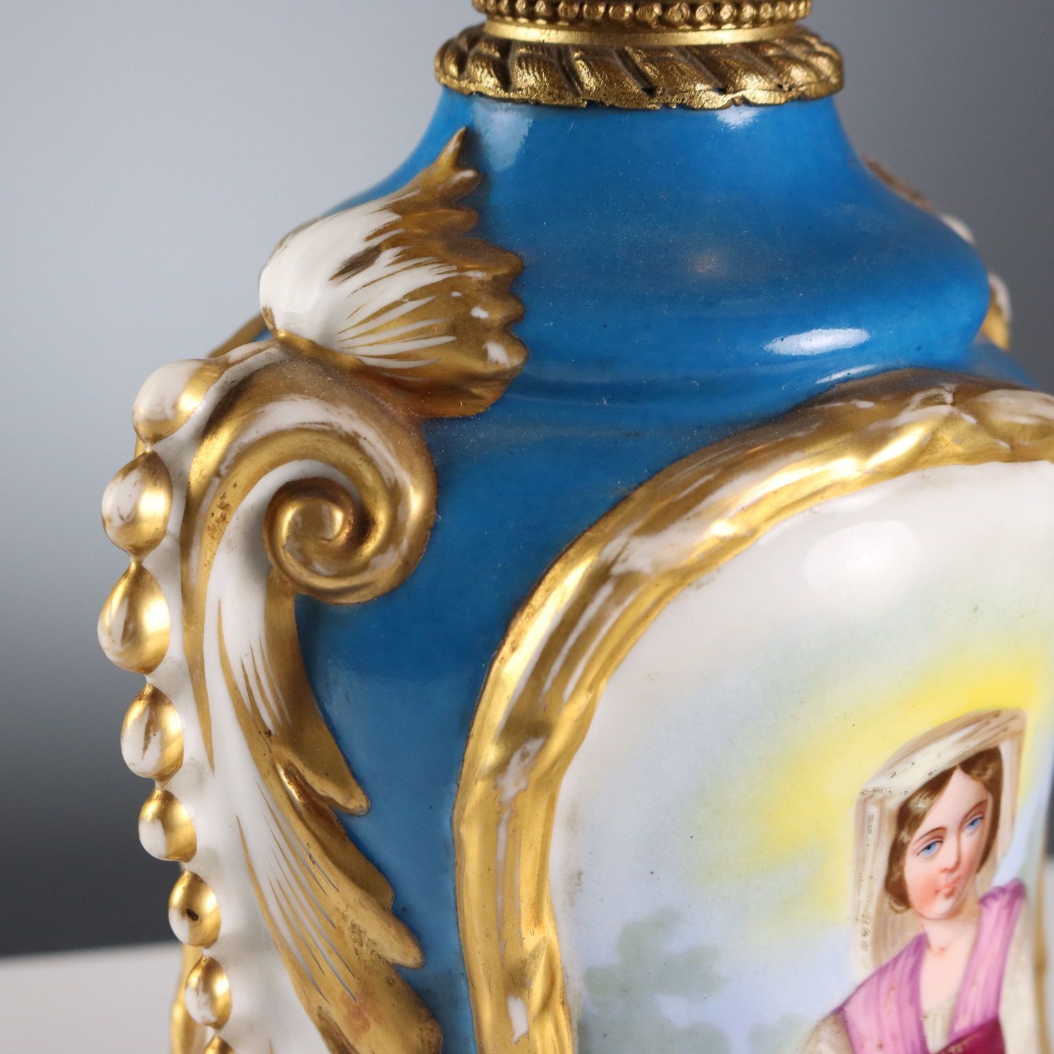 Antique Lamps Painted Ceramic Bronze Europe XIX Century photo vinterior